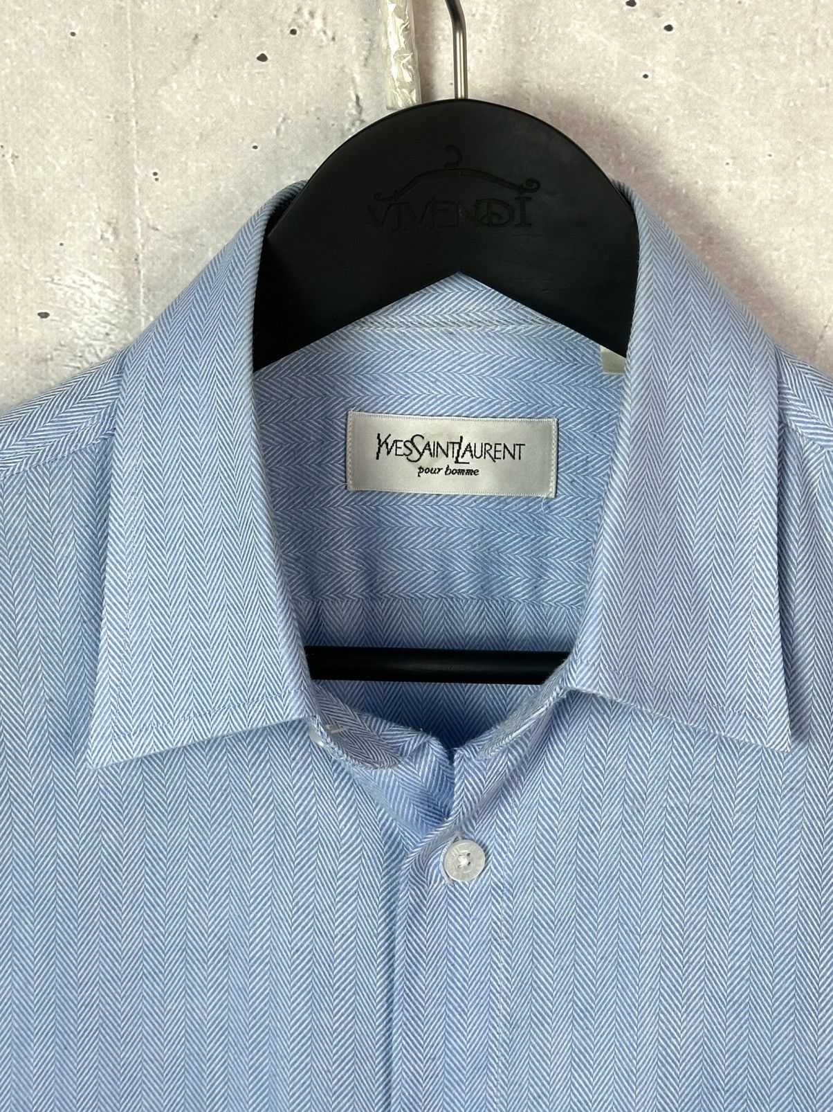 Yves Saint Laurent Vintage YSL YvesSaintLaurent Blue Cotton Short Sleeve Shirt Size US M / EU 48-50 / 2 - 4 Thumbnail