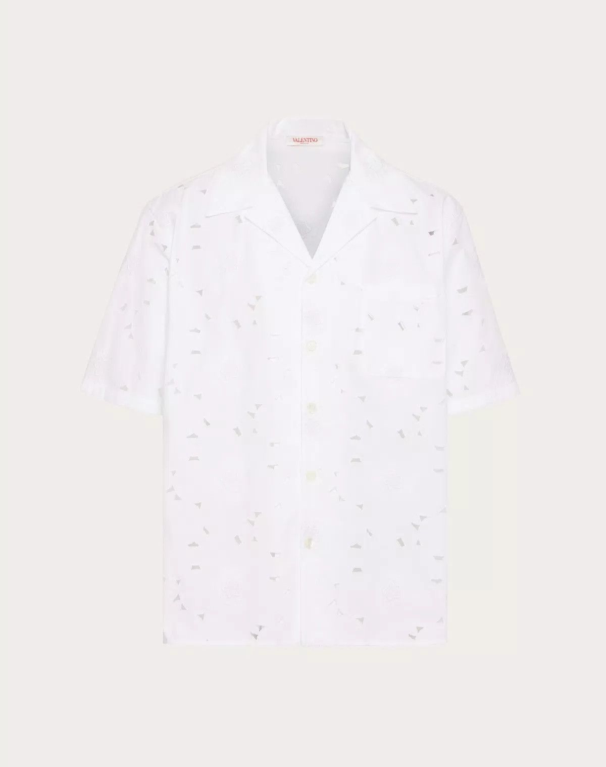 Valentino oc11z0625 San Gallo Cotton Bowling Shirt in White Size US L / EU 52-54 / 3 - 1 Thumbnail