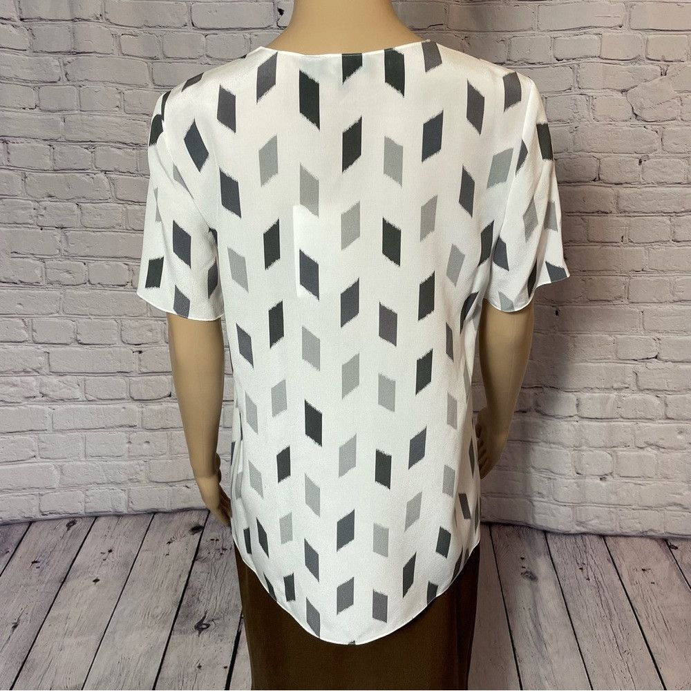 Theory NWT New $295 Theory Silk A-Line Short Sleeve Grey Brush Pri Size XS / US 0-2 / IT 36-38 - 4 Thumbnail