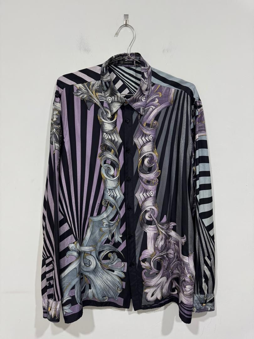 Versace Rare! Versace Baroque Printed Silk Regular Shirt Size US XL / EU 56 / 4 - 1 Thumbnail