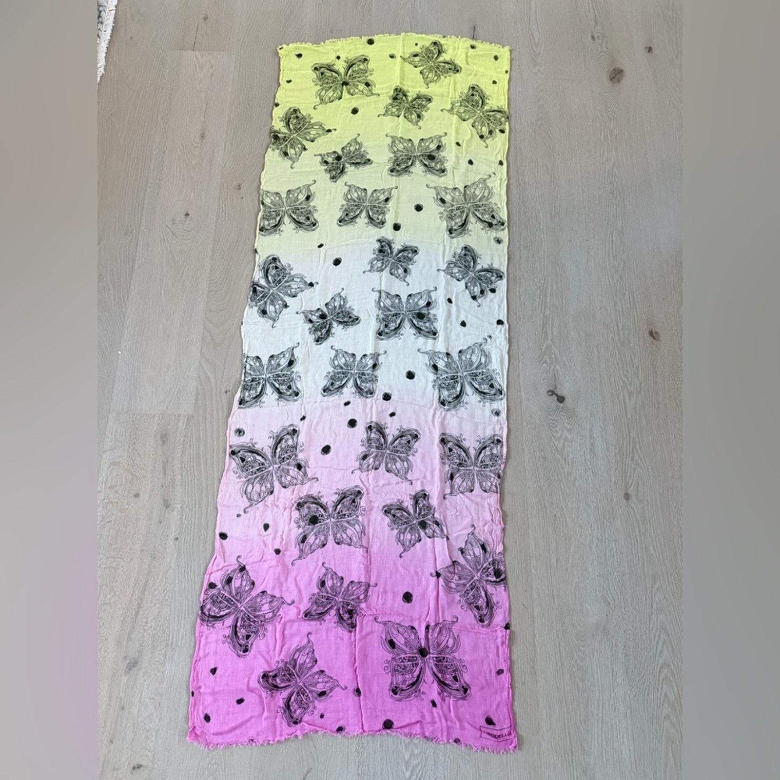 Other Godelo Pink Yellow Butterfly Scarf 100% Viscose 65*26 Size ONE SIZE - 5 Thumbnail