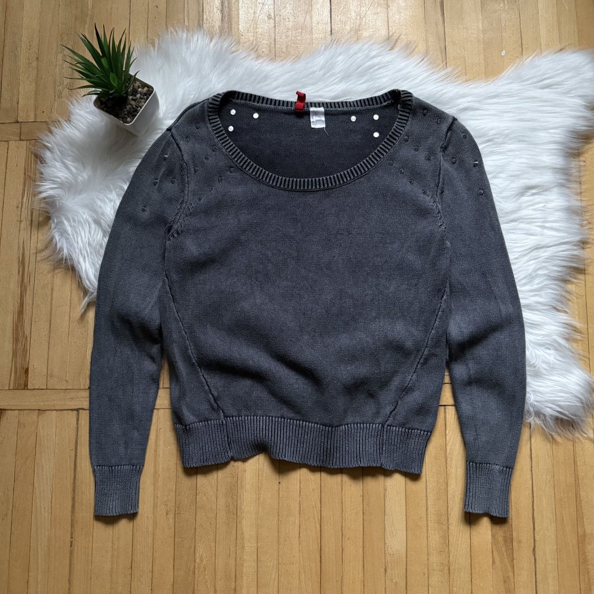 If Six Was Nine 📌 Crazy Spikes Washed Knitted Y2K Sweater Size S / US 4 / IT 40 - 1 Thumbnail