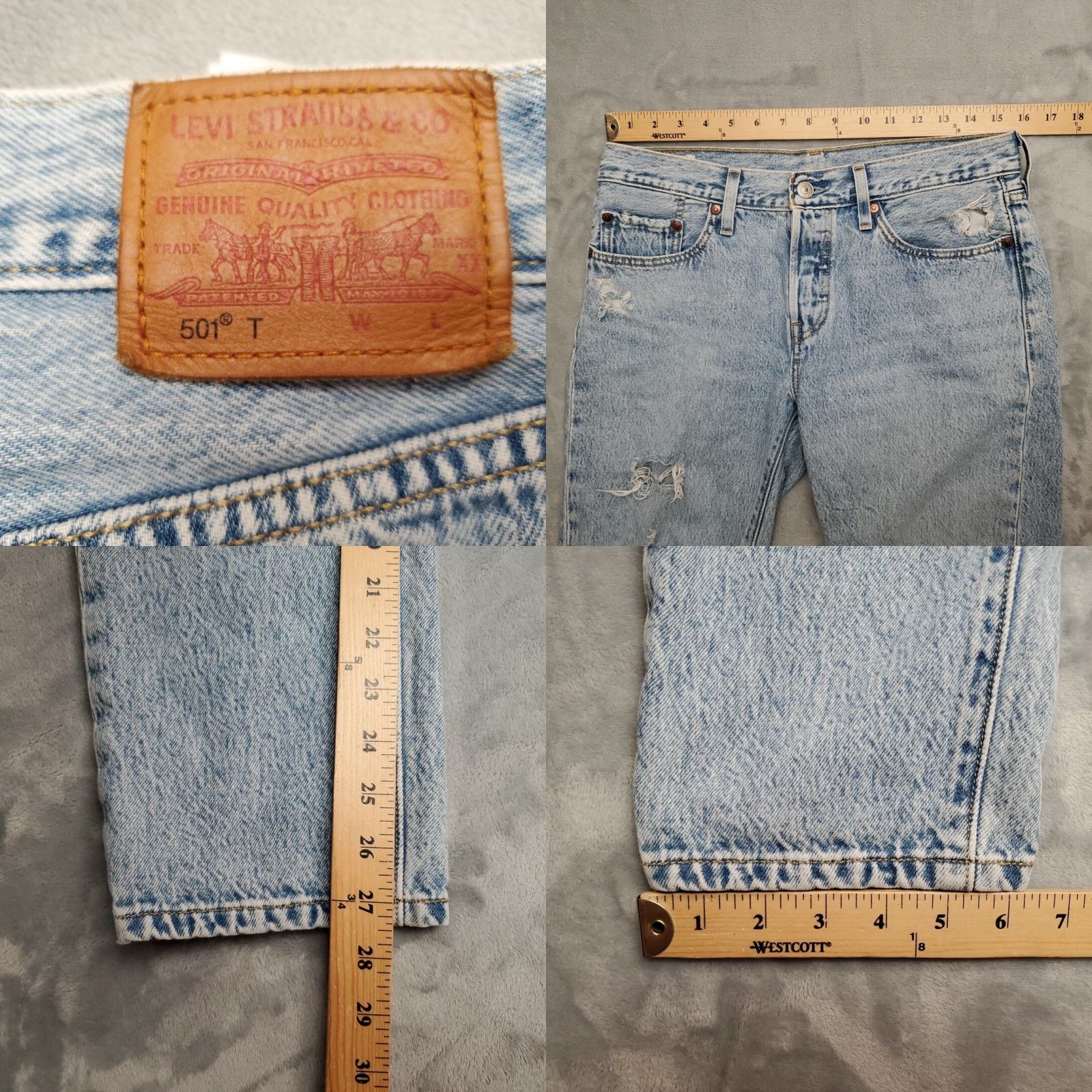 Denime VINTAGE Levis Premium Jeans 501 Blue 29x28 31x27 Denim Straight Leg Button Fly Mens Jeans Regular 501 Size US 29 - 9 Thumbnail