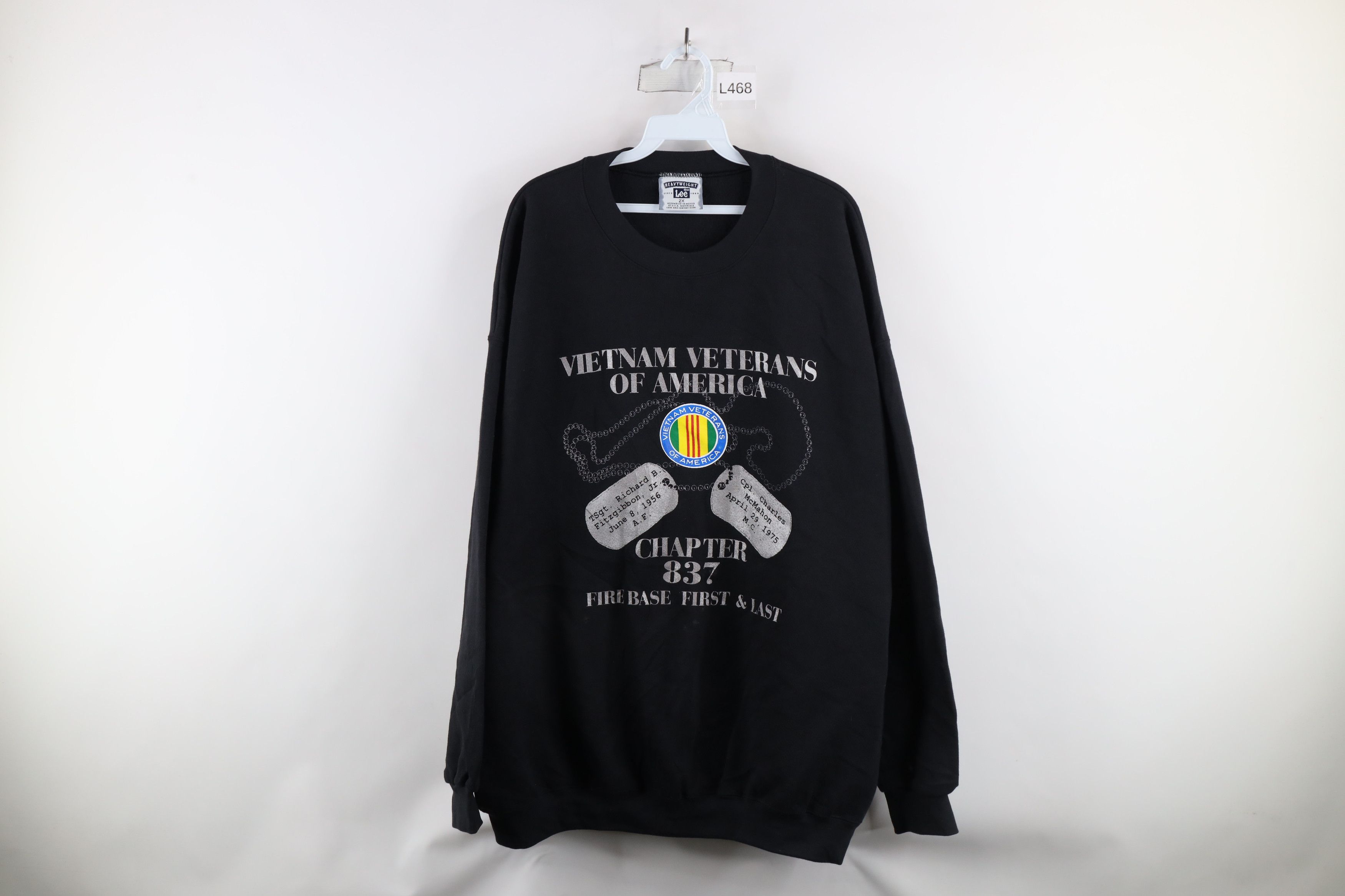 Vintage Vintage 90s Veterans of America Chapter 837 Sweatshirt Black Size US XXL / EU 58 / 5 - 1 Thumbnail