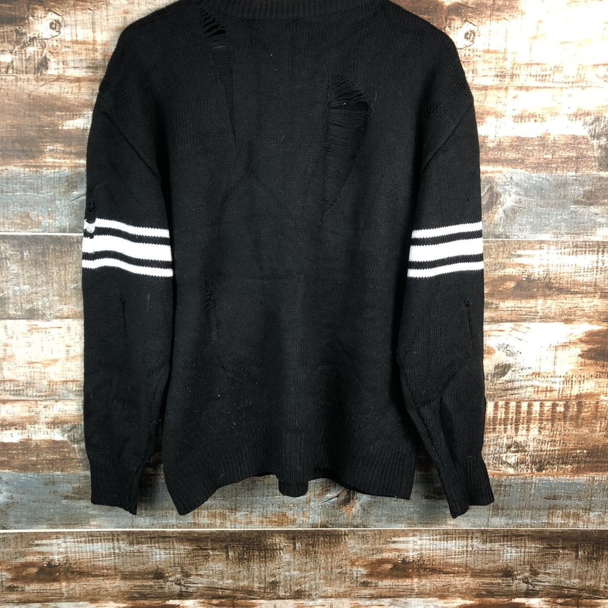 Japanese Brand Max Soul Black ripped distressed Knitwear #A2345 Size US L / EU 52-54 / 3 - 15 Thumbnail