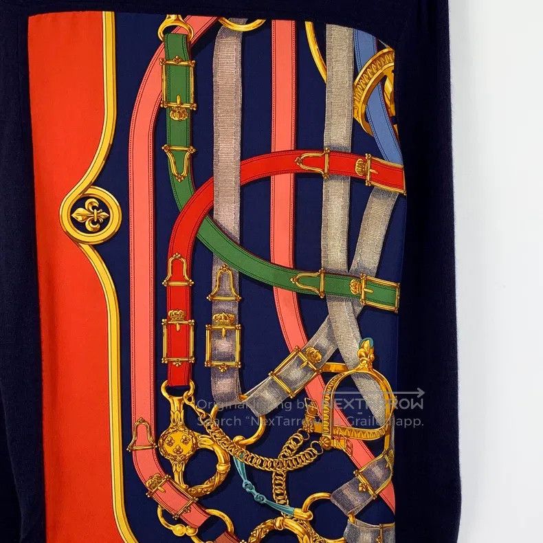 Hermes Hermes Color Block Chain Buckle Printed Silk Round Neck Lo Size XXS / US 00 / IT 34 - 4 Thumbnail