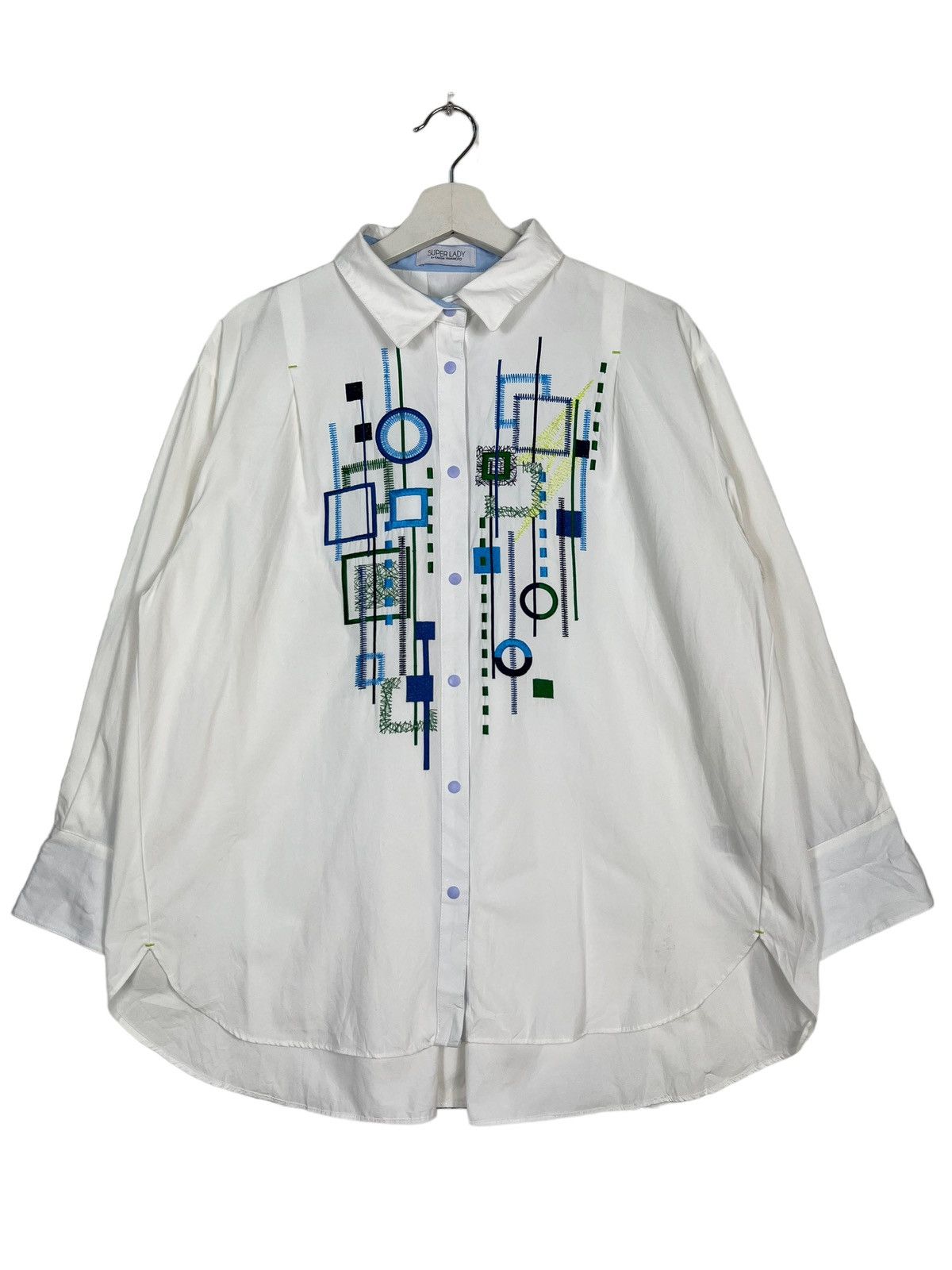 Kansai Yamamoto 🔥 SUPER LADY BY KANSAI YAMAMOTO ABSTRACK SHIRTS Size L / US 10 / IT 46 - 2 Thumbnail