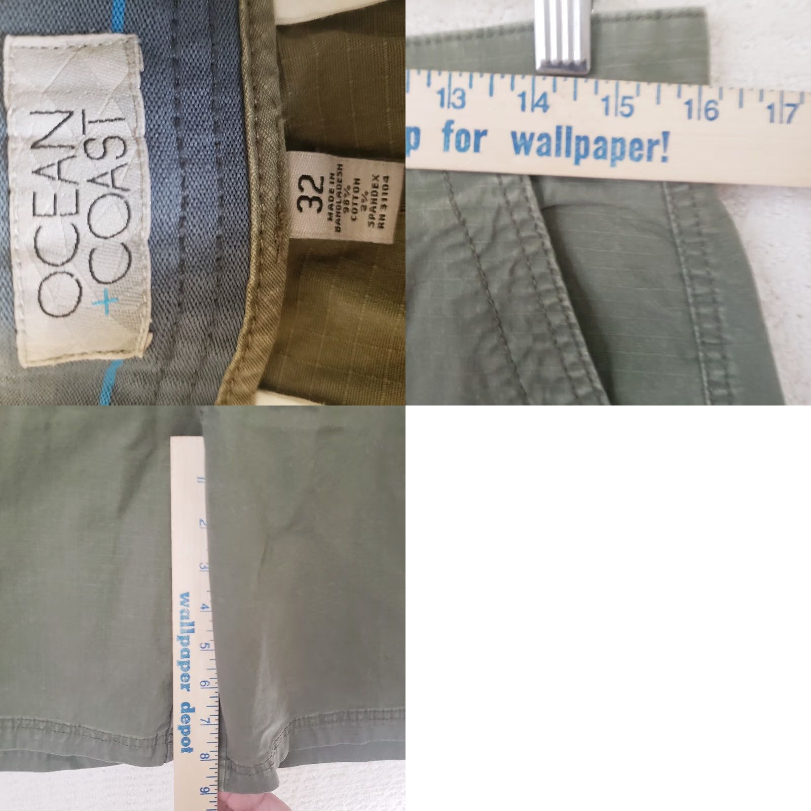 Vintage Ocean & Coast Shorts Men’s 32 Green Cargo Ripstop Cotton Zip Pocket Plaid Casual Summer Fall Spring Size US 32 / EU 48 - 8 Thumbnail