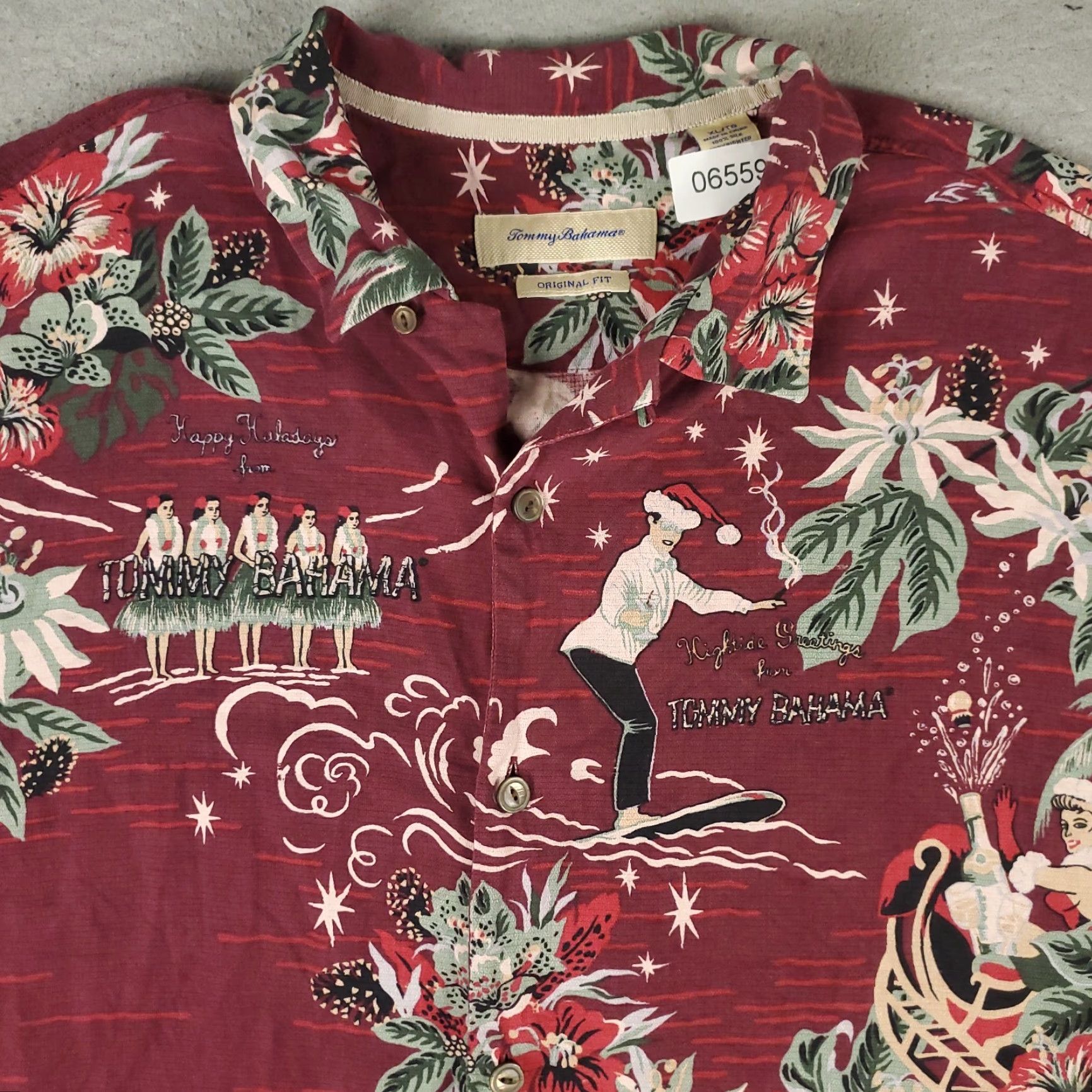 Tommy Bahama Tommy Bahama Shirt Mens XL Red Christmas Print Hawaiian Button Up Short Sleeve Classic Aloha Beach Size US XL / EU 56 / 4 - 2 Thumbnail