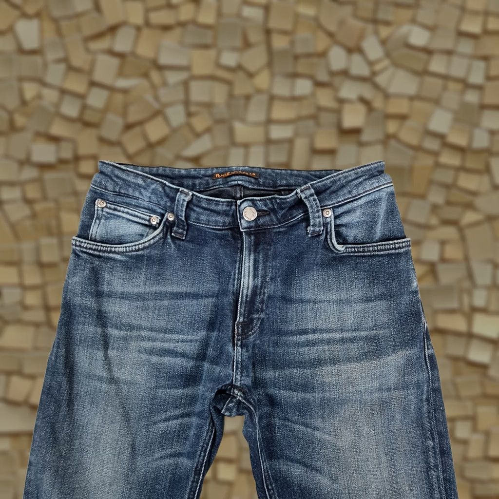 Denime Nudie Jeans Blue Slim Skinny Fit Denim 32x32 Regular Mens Jeans Stretch 5-Pocket Zip Fly Vintage No Pattern Size US 32 / EU 48 - 1 Thumbnail
