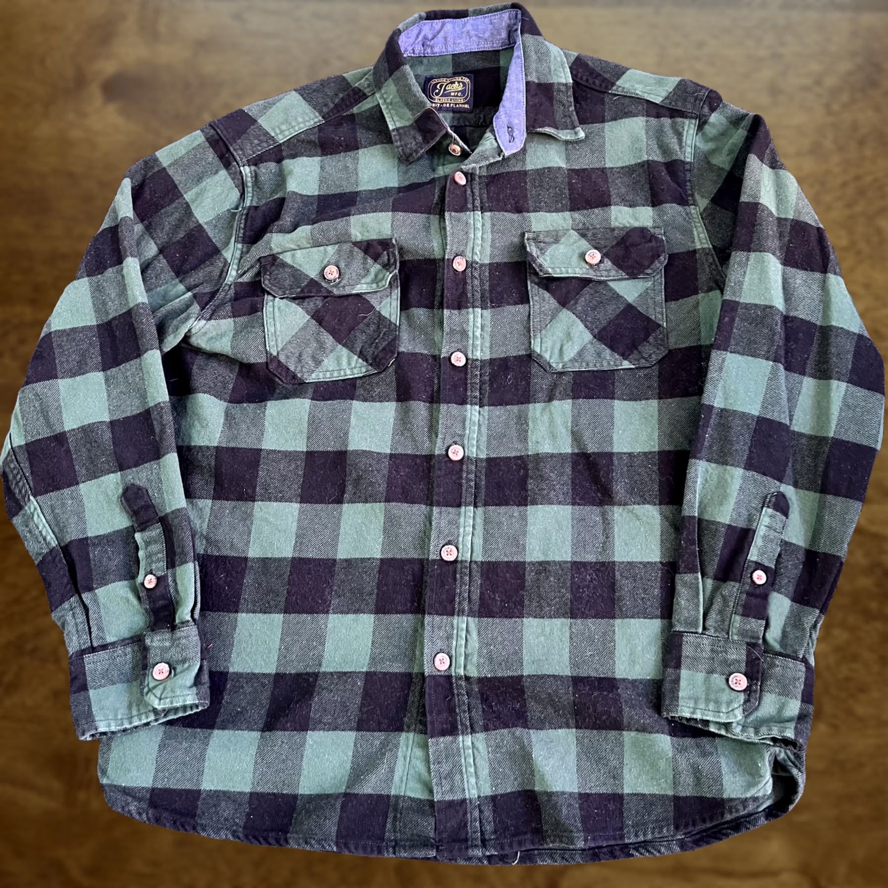Vintage Jachs MFG Flannel Shirt Mens Large Green Plaid Long Sleeve Button-Up Workwear Size US L / EU 52-54 / 3 - 1 Thumbnail