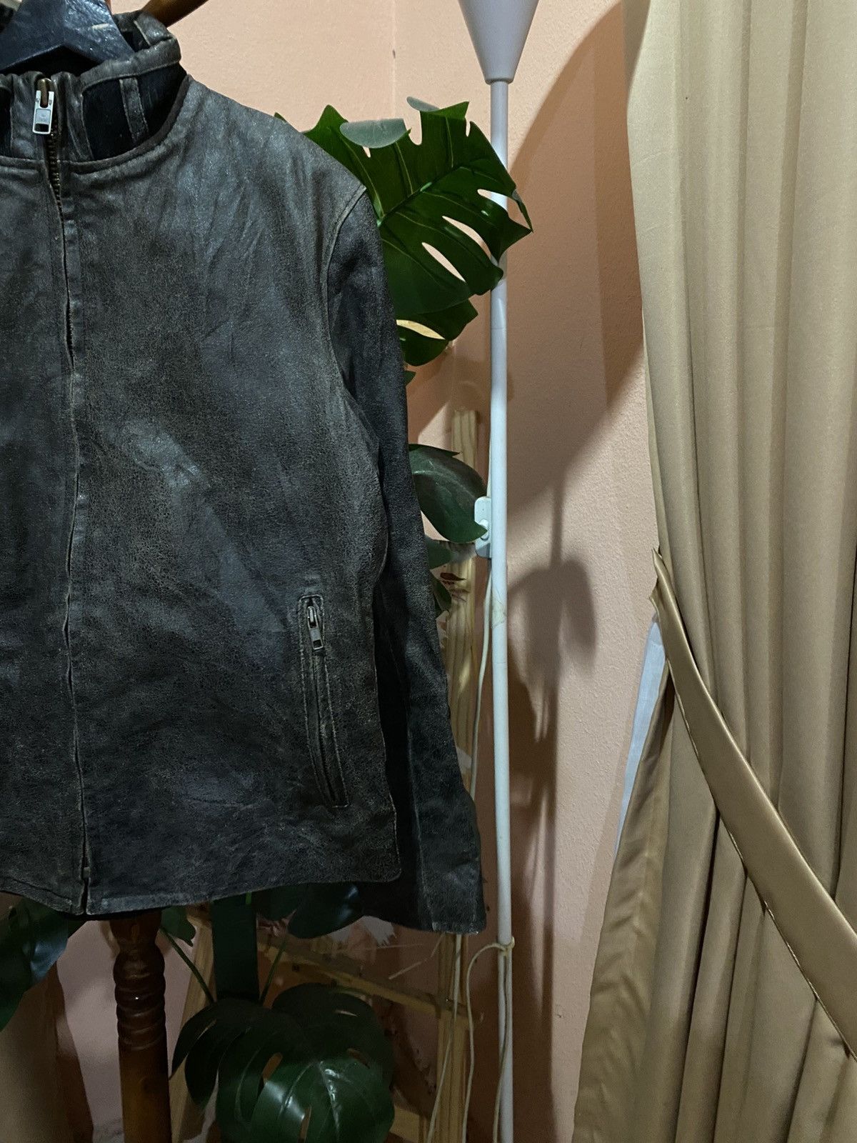 Boycott Vintage BOYCOTT Distressed Gray Leather Jacket Minimalist Size US M / EU 48-50 / 2 - 6 Thumbnail