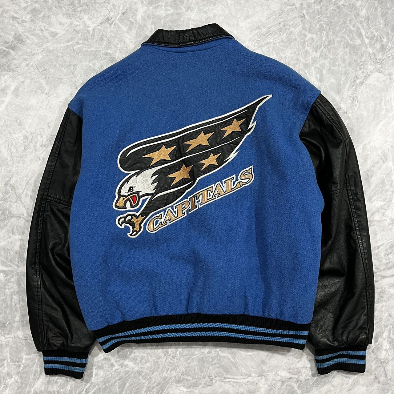 image of Made In USA x Nhl VTG 90's Washington Capitals Varsity Jacket Wool Leather, Men's (Size Large)