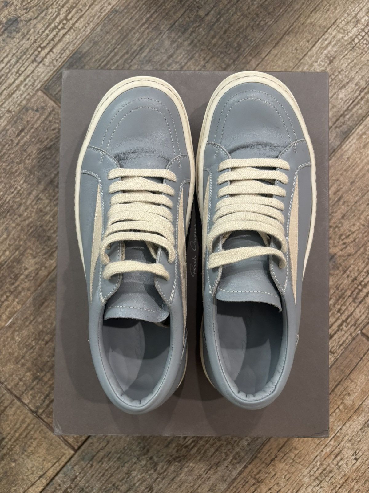 Rick Owens Blue Leather Vintage Low Sneakers Size US 8.5 / EU 41-42 - 4 Thumbnail