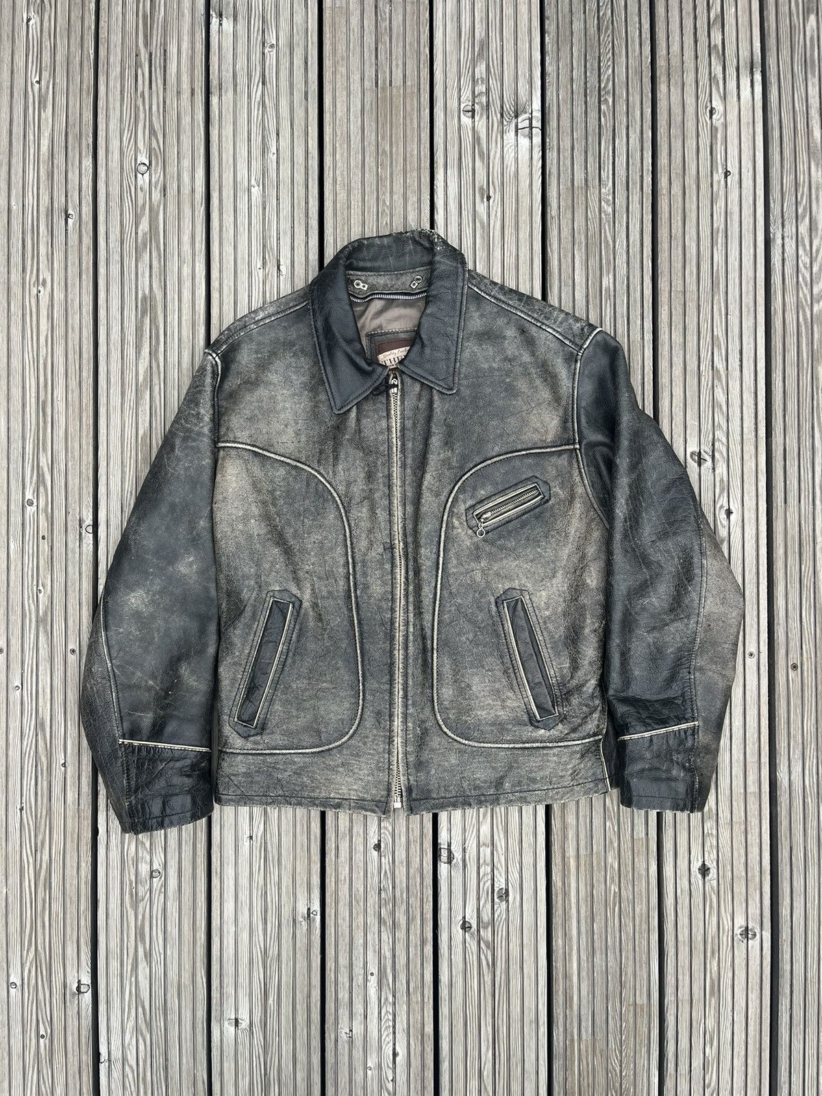 Vintage Vintage boxy leather jacket Size US L / EU 52-54 / 3 - 1 Thumbnail