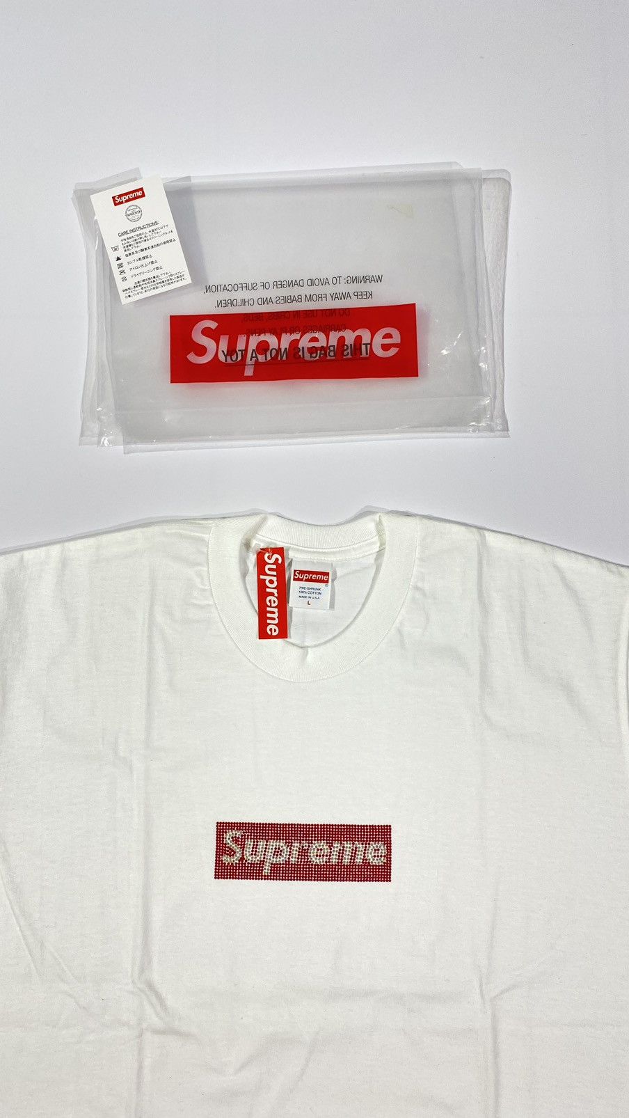 Supreme × Swarovski Supreme X Swarovski L Box Logo T-Shirt White Size US L / EU 52-54 / 3 - 2 Thumbnail