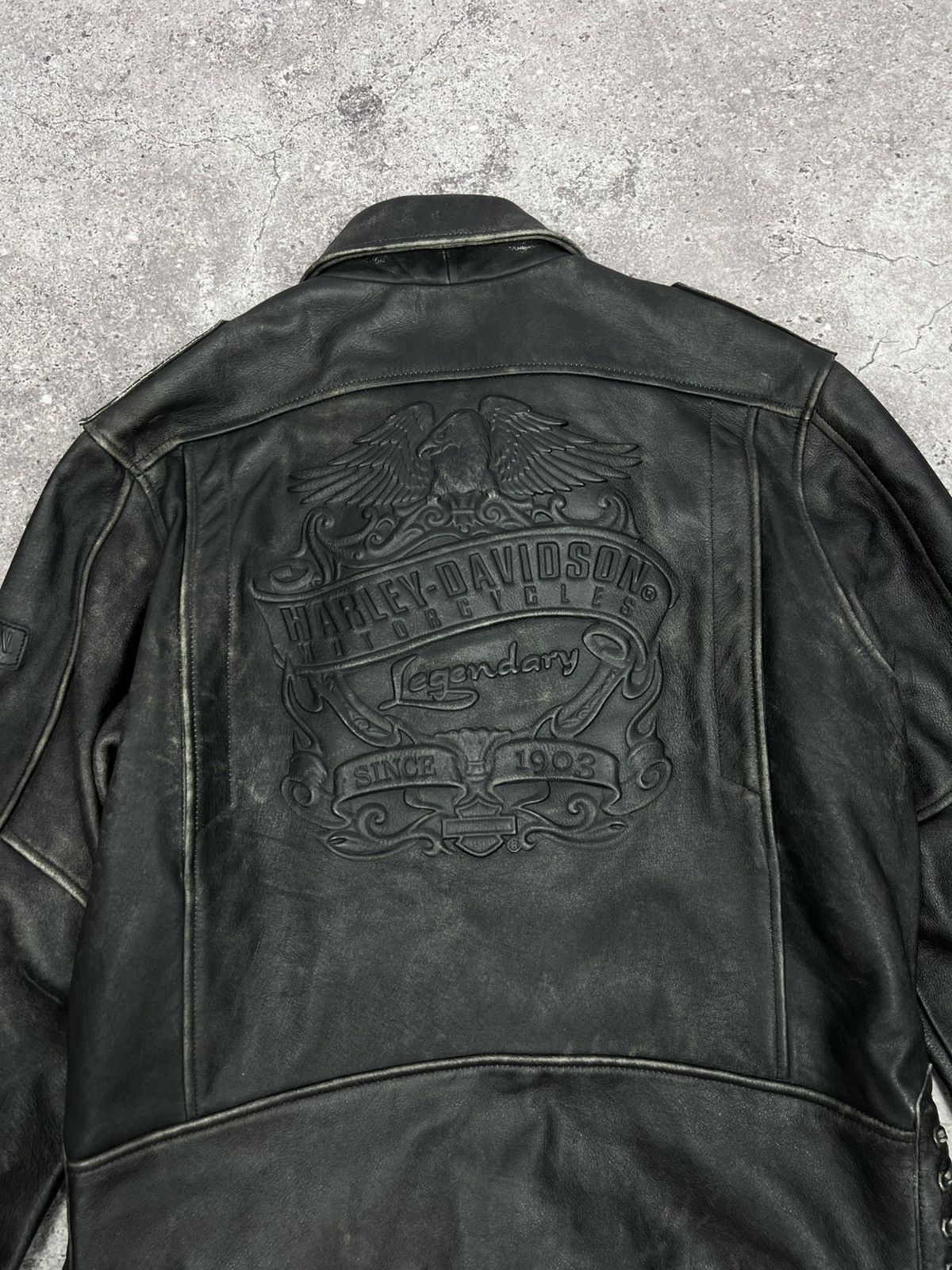Harley Davidson CRAZY Vintage Harley Davidson Leather Motorcycle Jacket Size US L / EU 52-54 / 3 - 18 Thumbnail