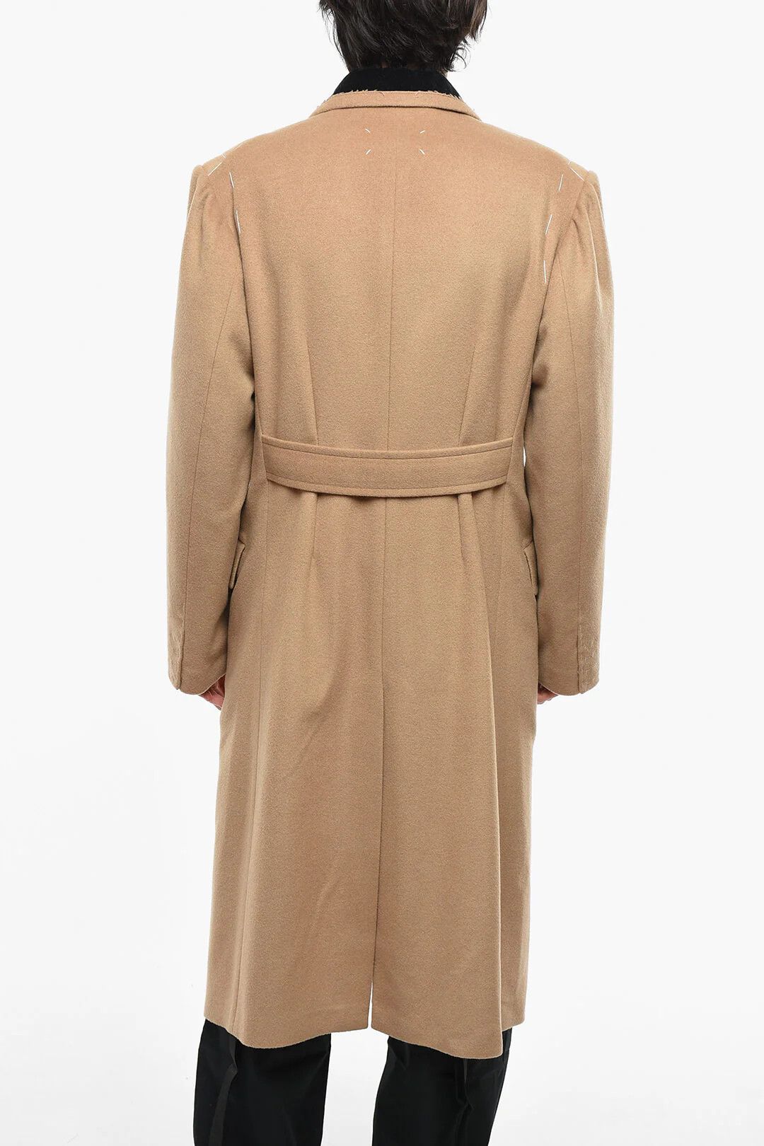 Maison Margiela og1mm0326 Double-Breasted Camel Wool-Blend Coat in Beige Size US S / EU 44-46 / 1 - 2 Thumbnail