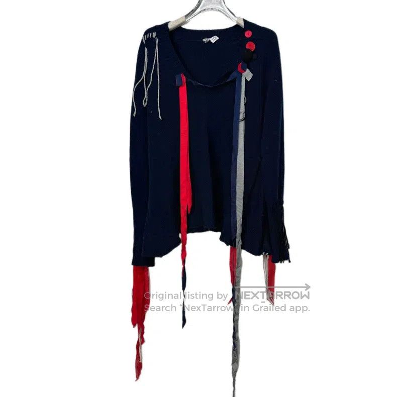 Loewe Loewe Navy blue wool knit fringe sweater, soft and skin-fr Size XS / US 0-2 / IT 36-38 - 1 Thumbnail
