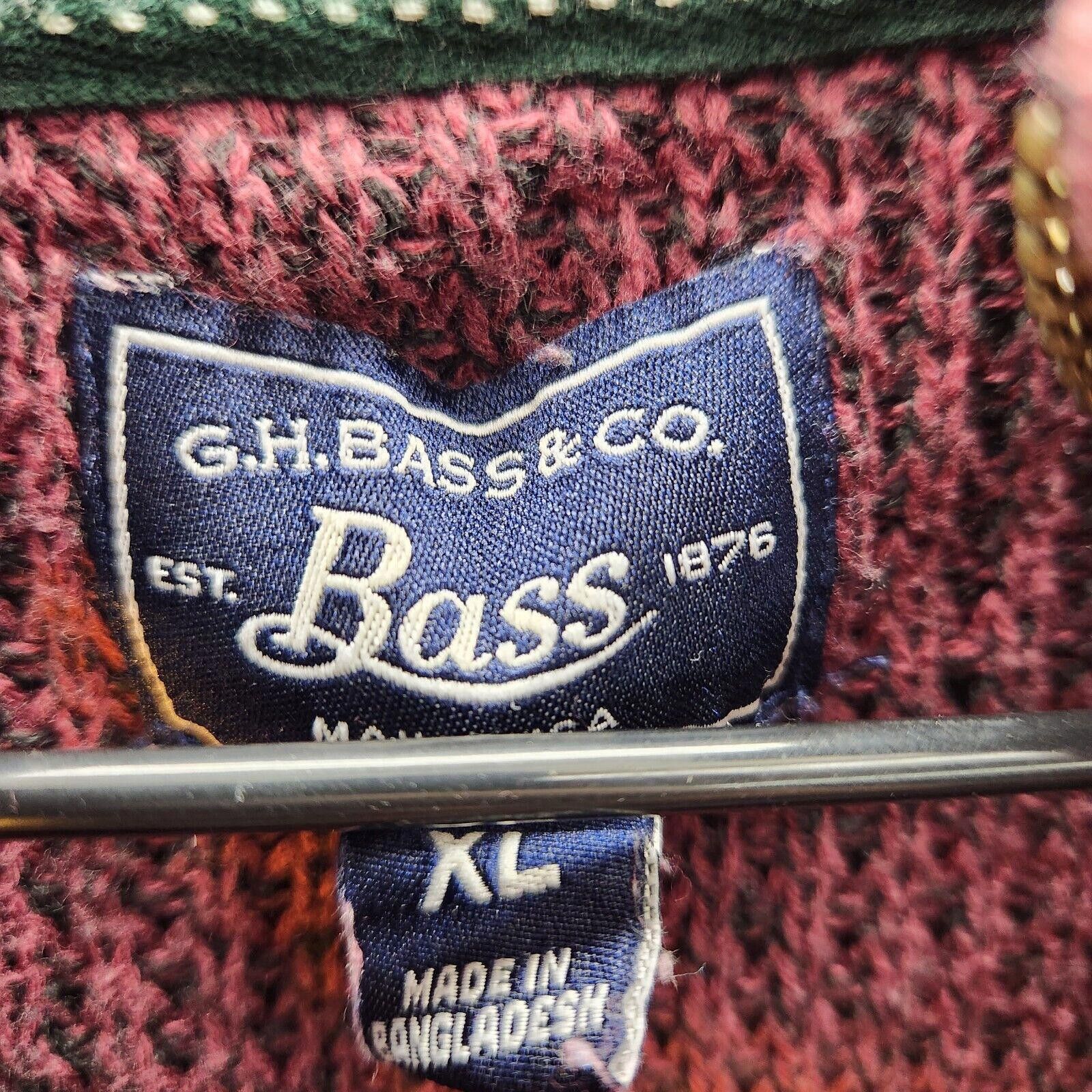 G.H. Bass & Co. G H Bass Mens Knit Quarter Zip Maroon Sweater Size XL Size US XL / EU 56 / 4 - 5 Thumbnail