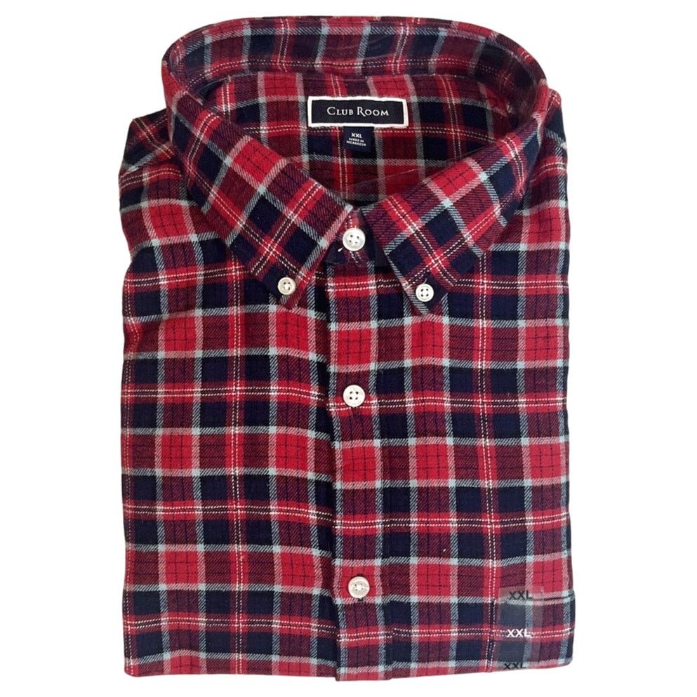 Club Room Club Room Mens Regular Fit Plaid Flannel Button Down 2XL Size US XXL / EU 58 / 5 - 1 Thumbnail