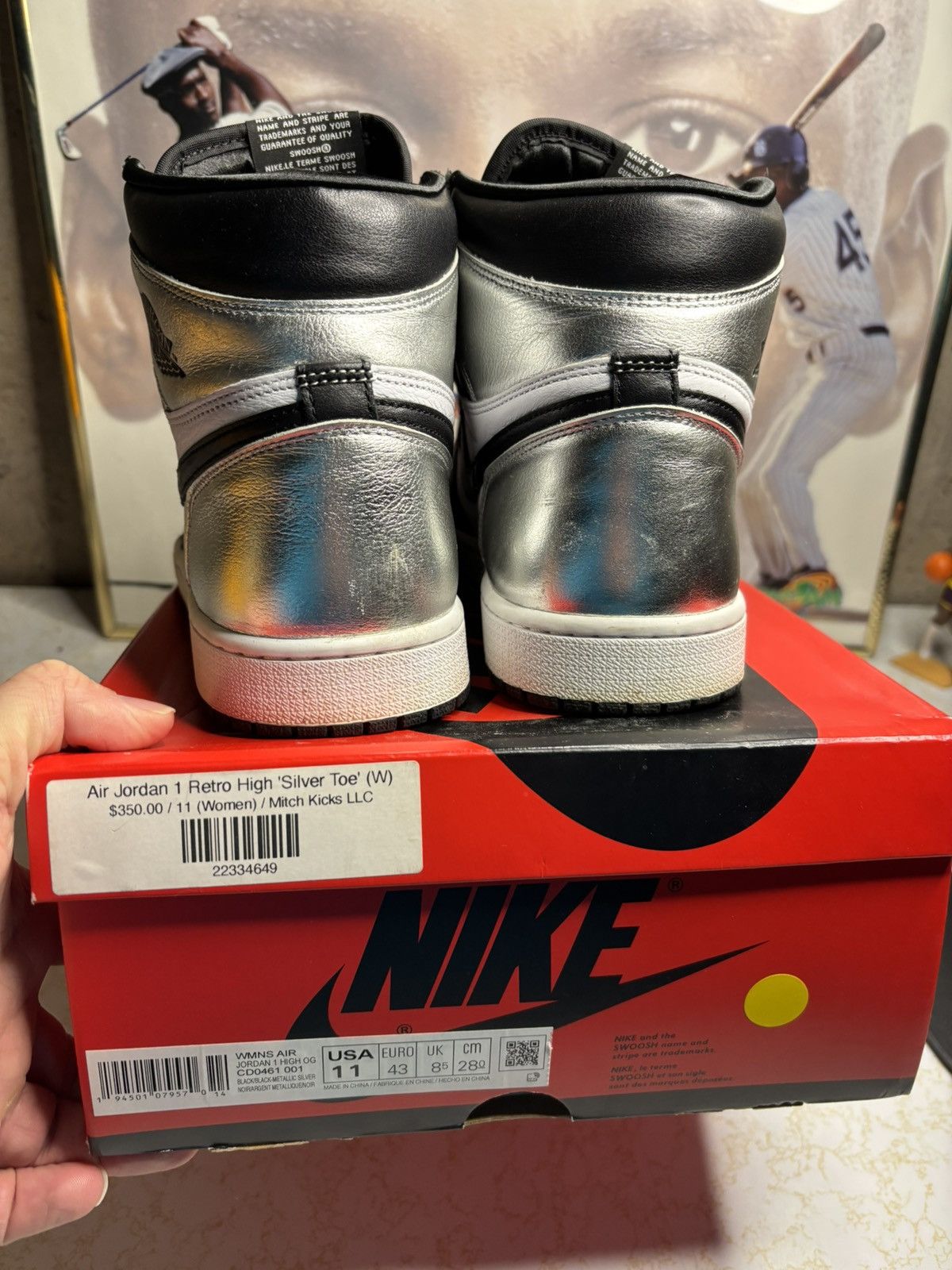 Jordan Brand Air Jordan 1 Retro High silver toe Size US 9.5 / EU 42-43 - 6 Thumbnail