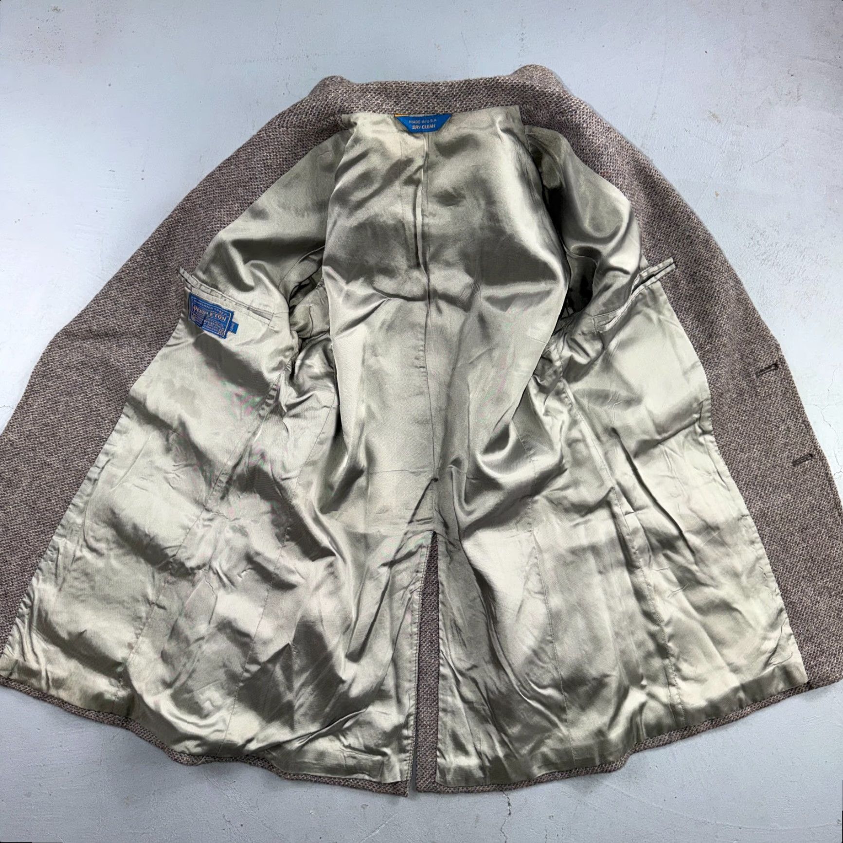 Pendleton VINTAGE Pendleton Western Blazer Mens 42L USA Long Wool Gray Tweed Suede Elbow Two-Button Jacket Size 42R - 2 Thumbnail