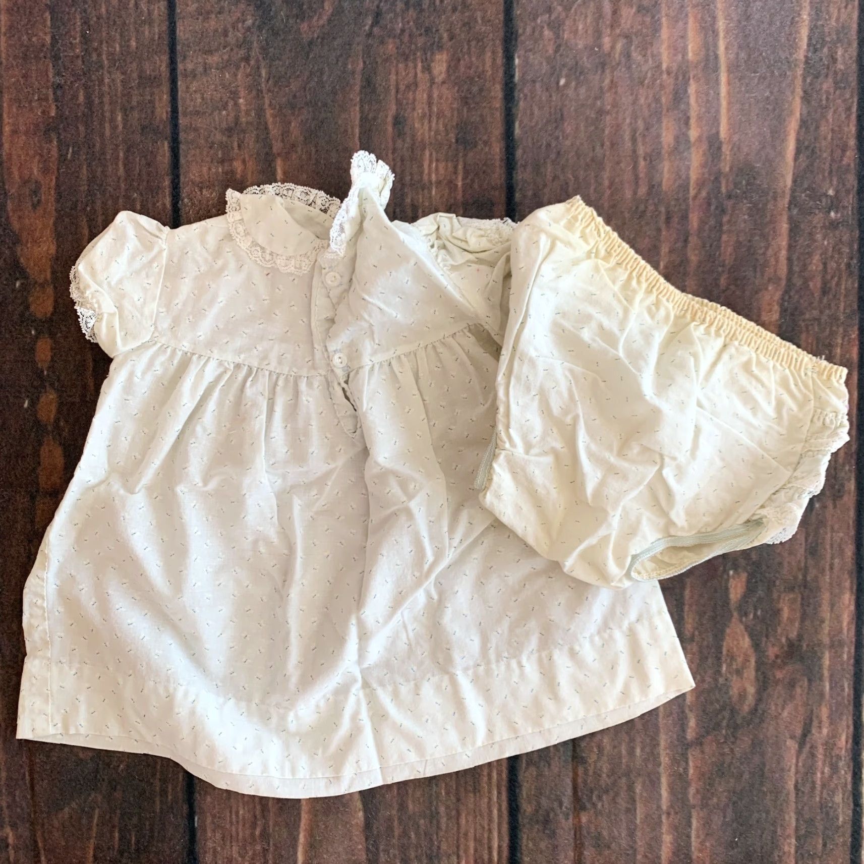 Vintage VINTAGE Handmade Butterflies Lace Rufflebottom Dress 12 Months Girls 1950s Blue Short Sleeve 1950s Dress Size ONE SIZE - 5 Thumbnail