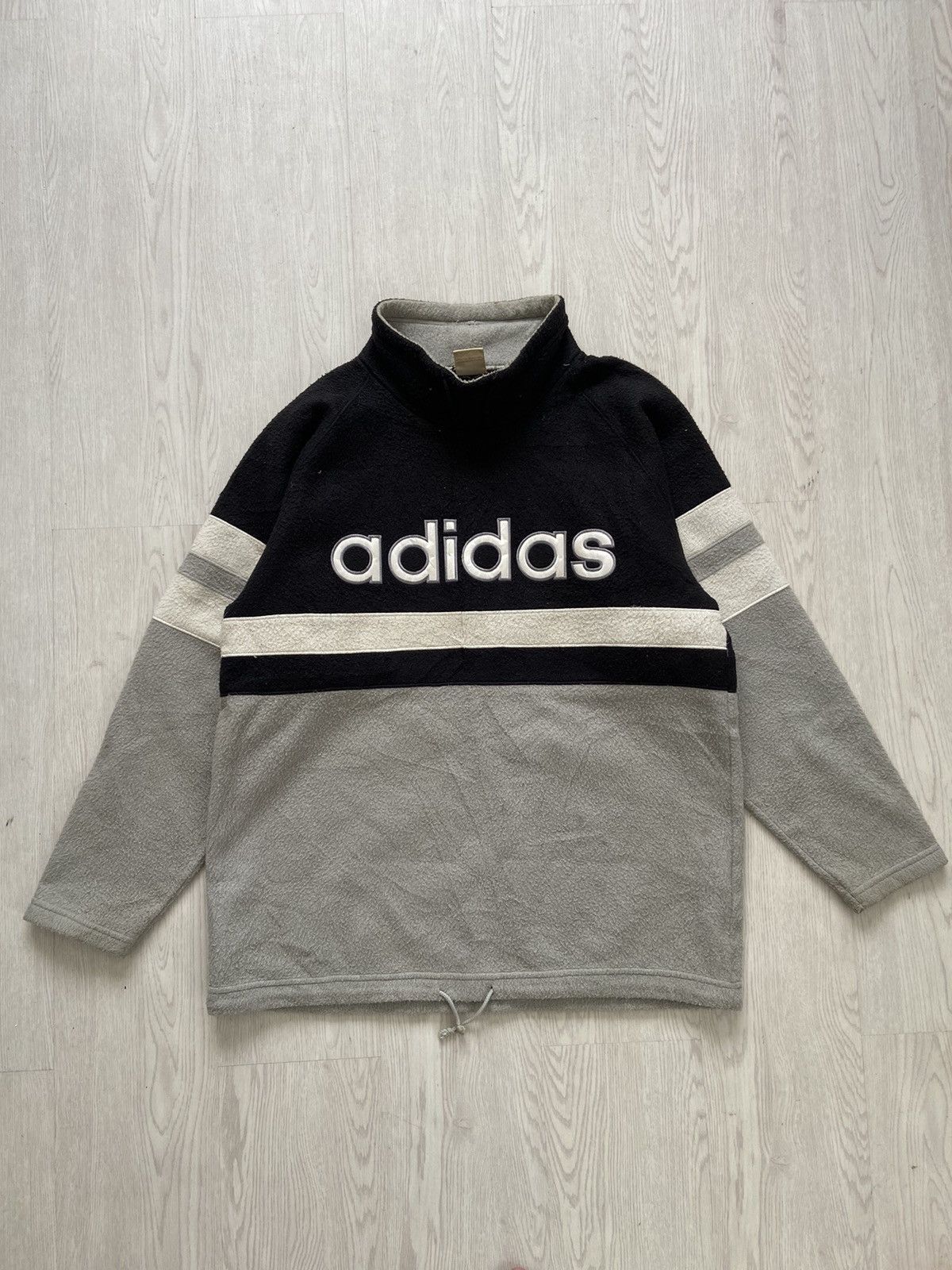 Adidas 1990’s Adidas Big Logo Stripe Turtle Neck Sweatshirt Size US M / EU 48-50 / 2 - 2 Thumbnail