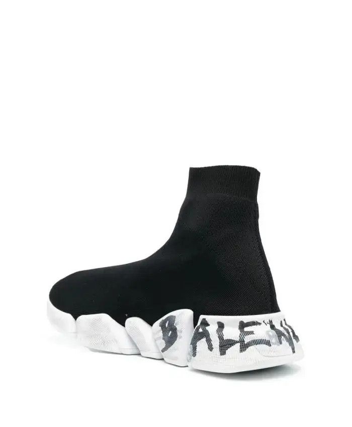 Balenciaga o1mt1gz0425 Speed 2.0 Graffiti Recycled Knit Sneakers Pink Size US 6 / EU 39 - 3 Thumbnail