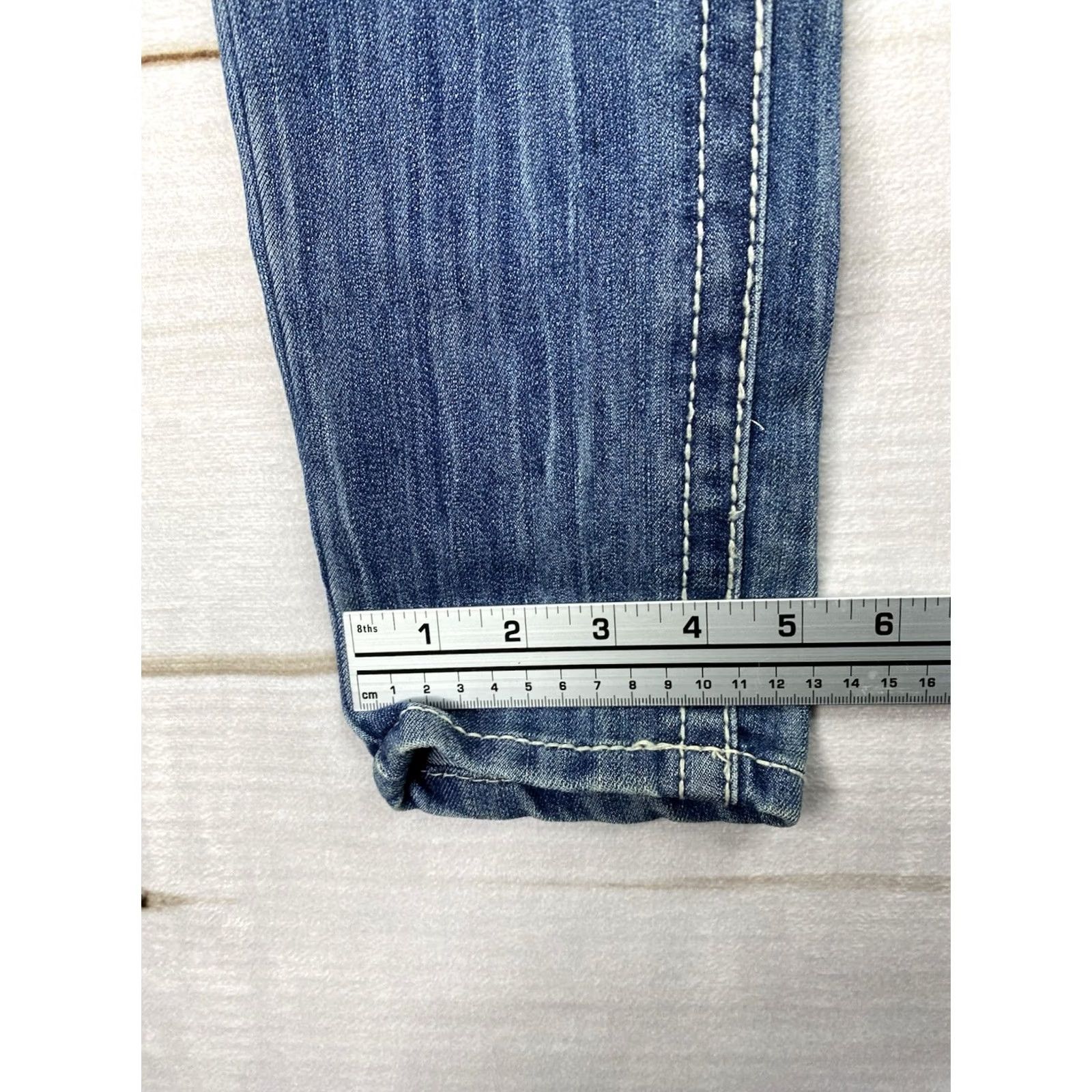 Vintage VINTAGE Bongo Jeans Womens Jr Sz 5 Blue Distressed Denim Low Rise Skinny 90s Girls Clothing Size 27" / US 4 / IT 40 - 7 Thumbnail