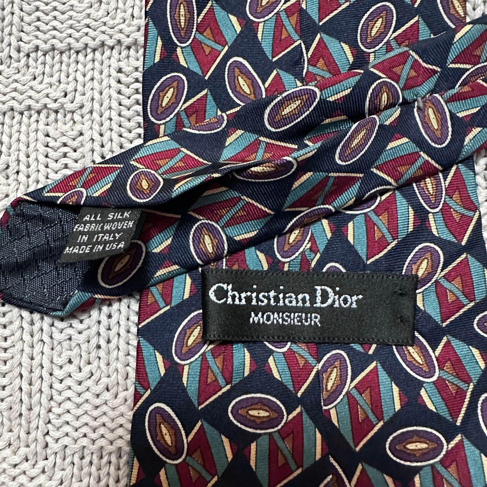 Dior Vintage Christian Dior 80s abstract print Italian silk tie Size ONE SIZE - 3 Thumbnail