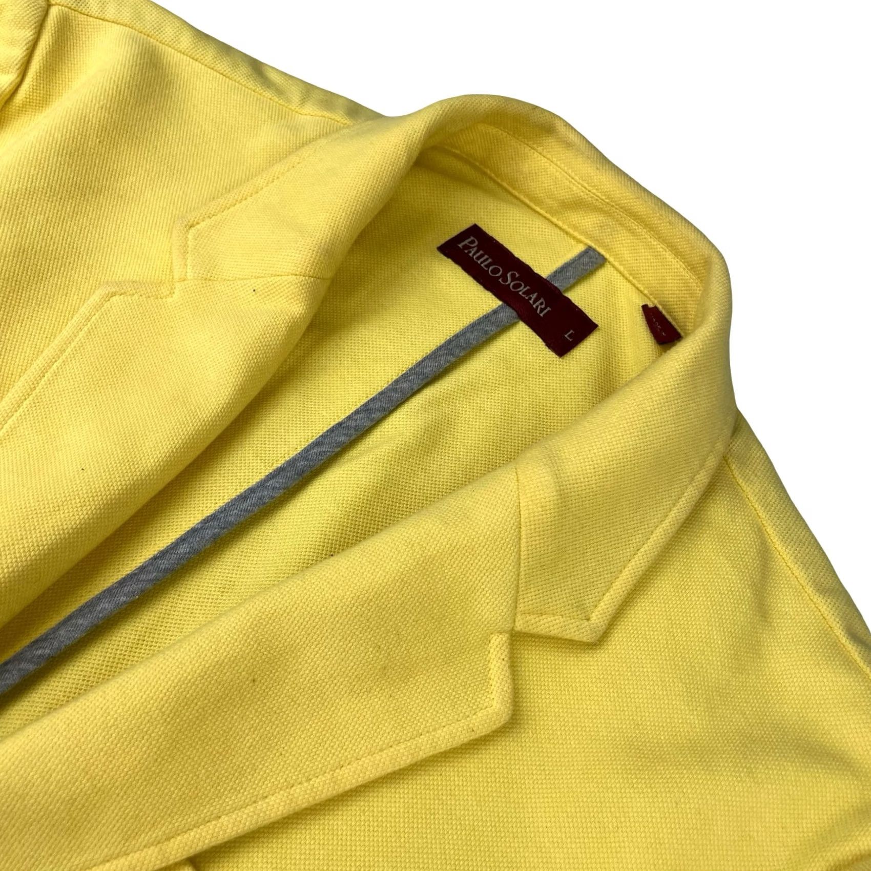 Vintage Paulo Solari Blazer Shirt Mens Cotton Blend Unstructured 2-Button Yellow Large Regular Jacket Coat Style Two Button Notch Lapel Vintage? No Size 42R - 2 Thumbnail