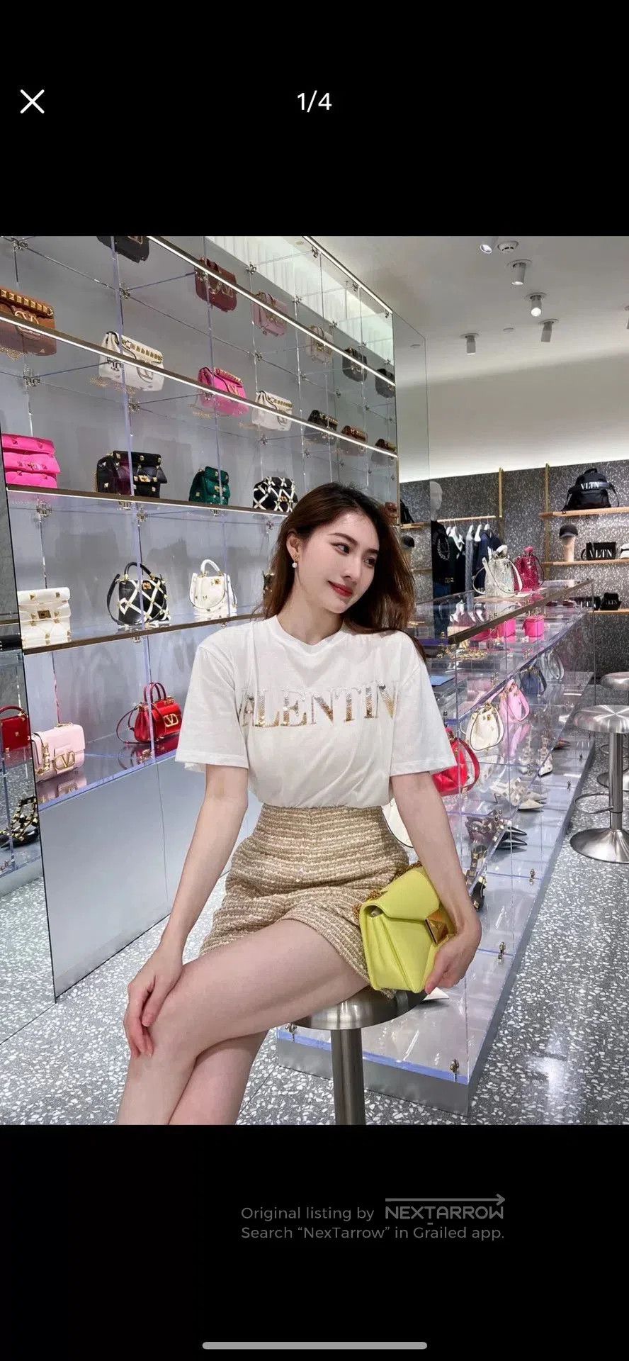 Valentino Valentino White Logo Sequin Short Sleeve. Size US XXS / EU 40 - 6 Thumbnail
