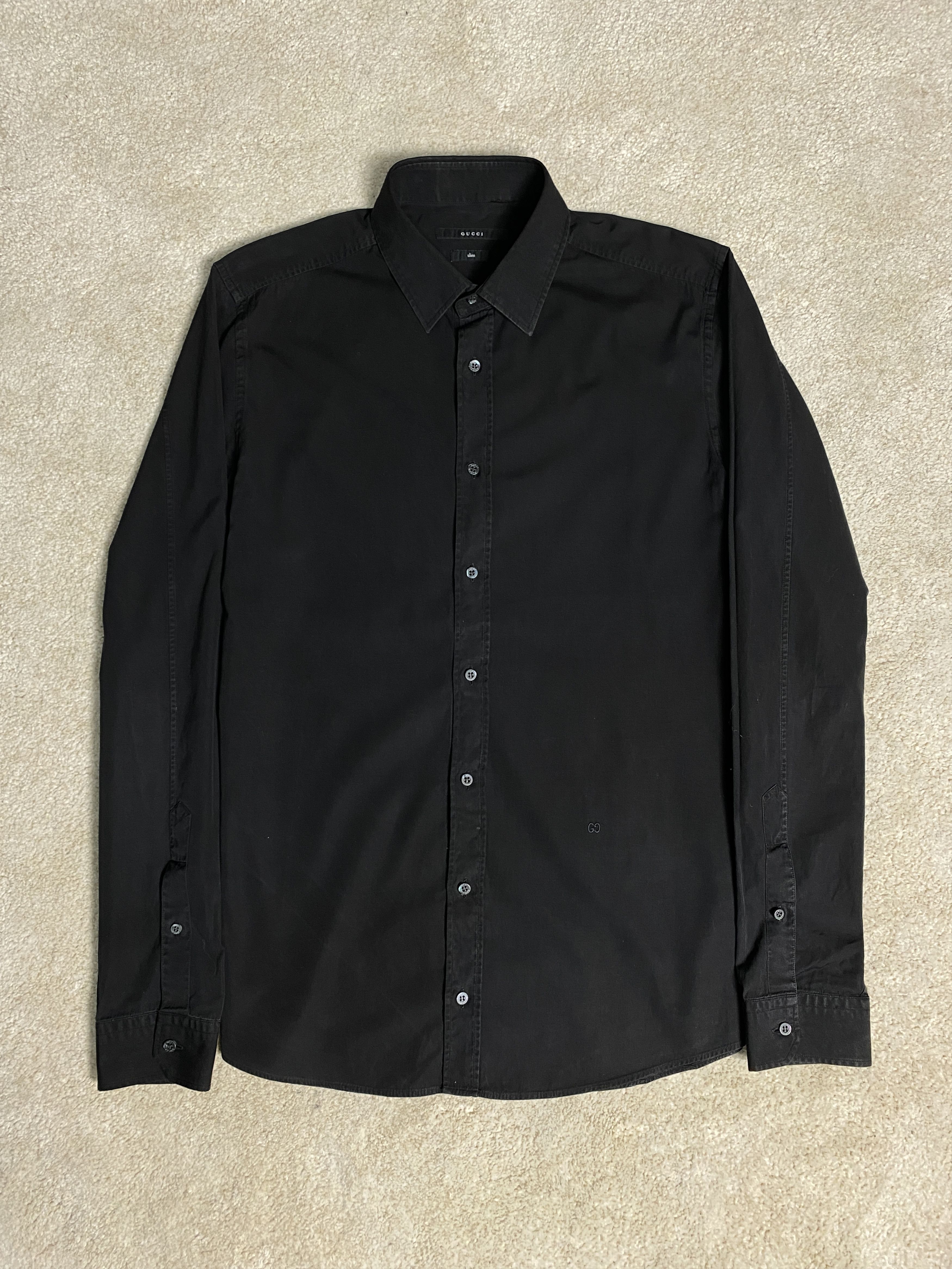 image of Gucci x Tom Ford GG Logo Black Slim Button Up Shirt, Men's (Size Large)
