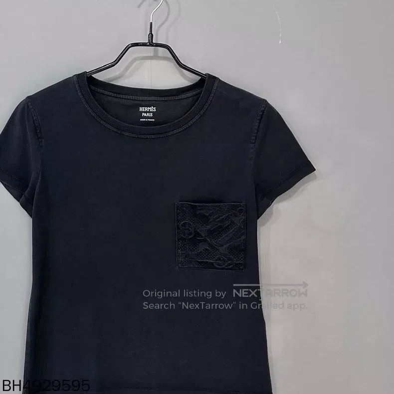 Hermes Hermes Black Embossed Pocket Short-Sleeve Size XXS / US 00 / IT 34 - 1 Thumbnail