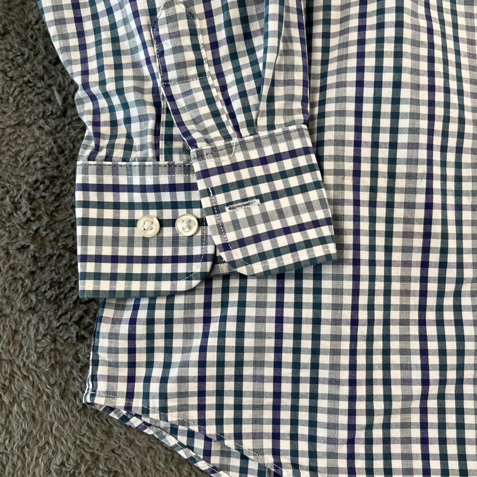 Tommy Hilfiger Tommy Hilfiger Checkered L Shirt 100% Cotton White Blue Turq Size US L / EU 52-54 / 3 - 4 Thumbnail
