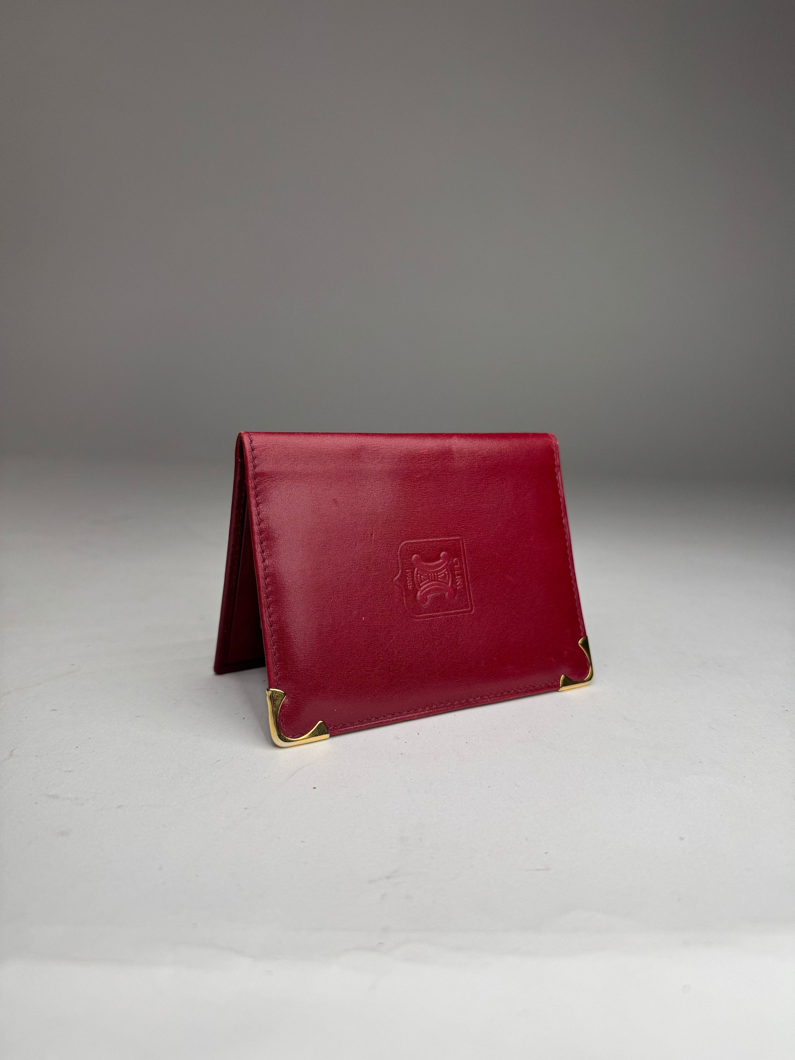 Celine Vintage Paris Leather Card Holder Dark Red Size ONE SIZE - 1 Thumbnail