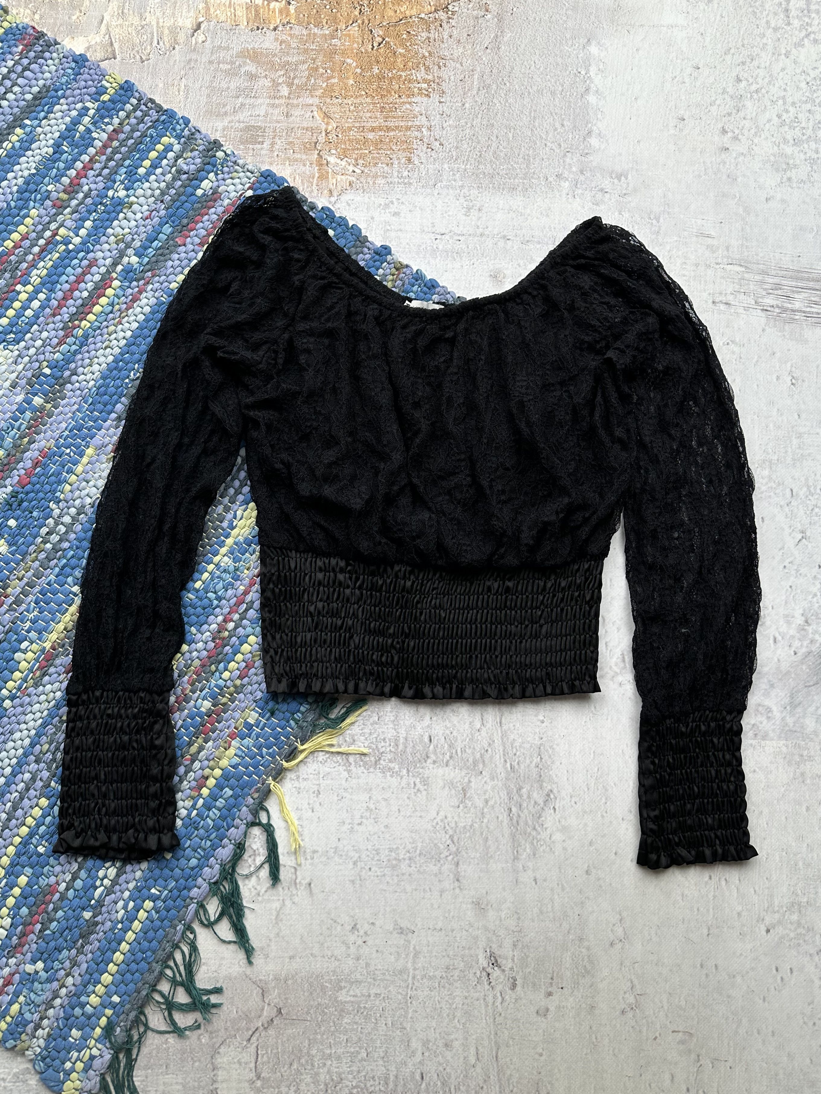 Vintage Vintage Lace Cropped Blouse A139(249) Size S / US 4 / IT 40 - 1 Thumbnail