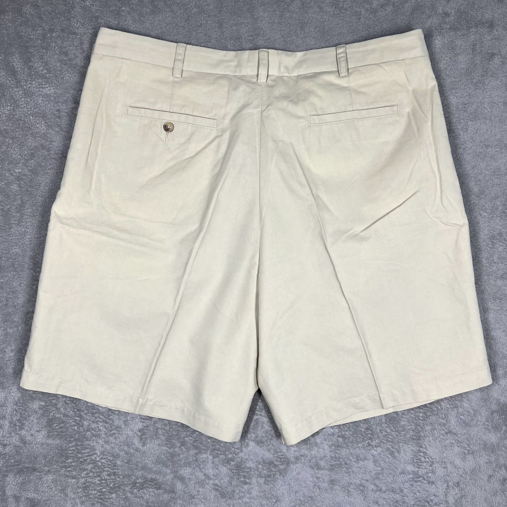 PGA Tour PGA TOUR Mens Chino Golf Shorts Flat Front 9" Inseam Size 40 Beige Tan Casual Belt Loops Regular Fit Microfiber Polyester Pocket Front Zipper Button Size US 40 / EU 56 - 5 Thumbnail