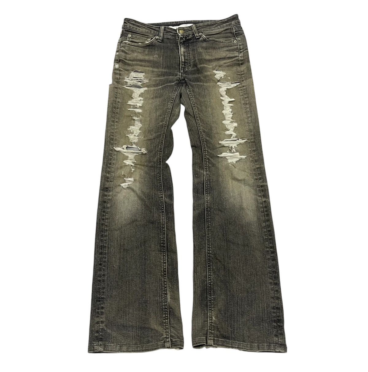 If Six Was Nine 2000s IFSIXWASNINE INSPIRED DISTRESSED FLARE JEANS Size US 30 / EU 46 - 2 Thumbnail