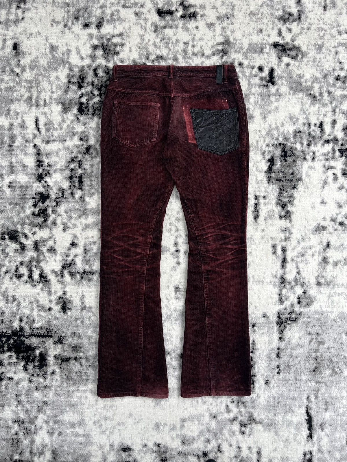 image of Backlash x Isamu Katayama Backlash Aw10 Double Weave Flared Corduroys in Burgandy, Men's (Size 30)