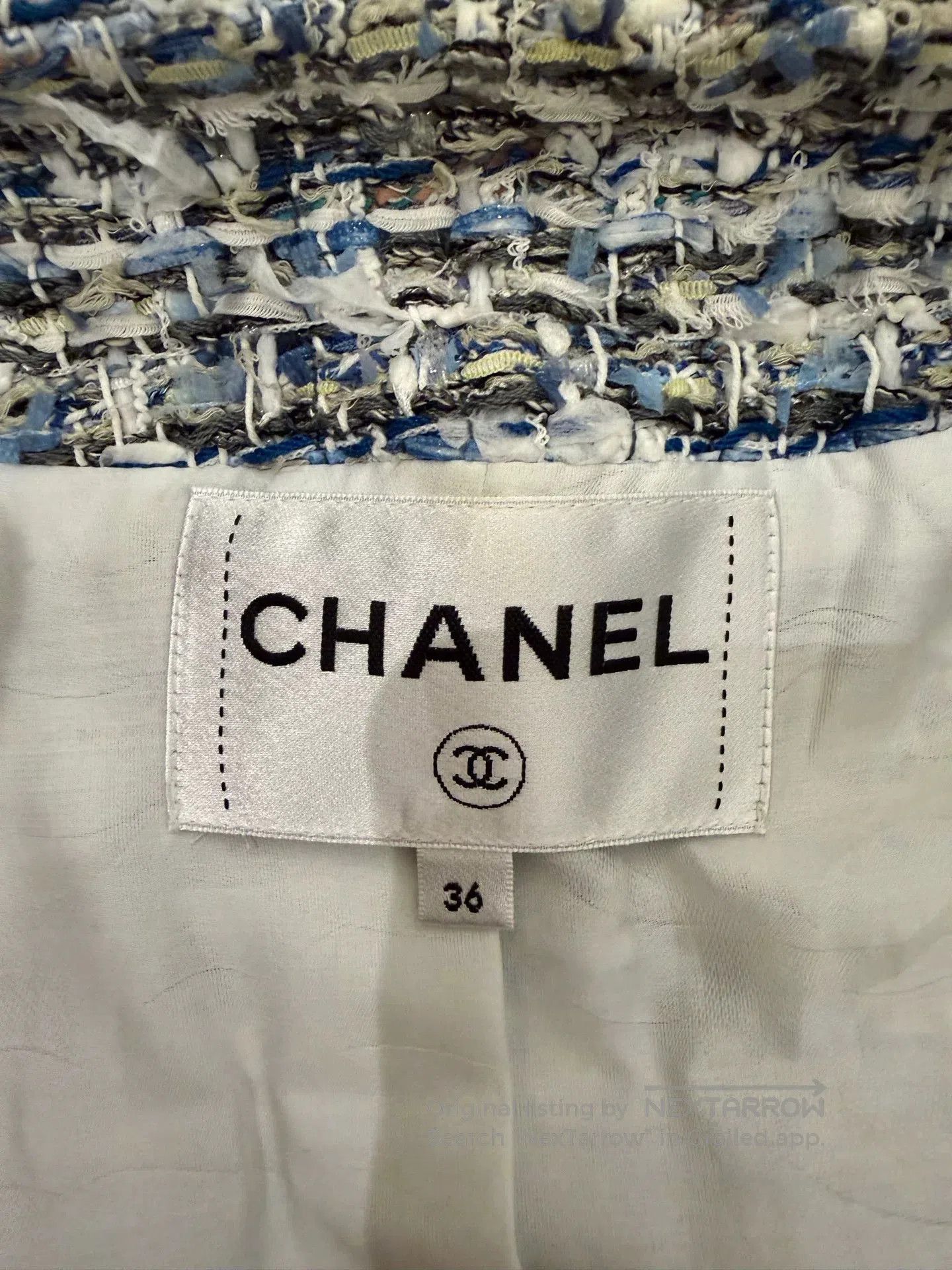 Chanel Chanel Waterfall Blue White Tweed Jacket. Size US M / EU 48-50 / 2 - 3 Thumbnail