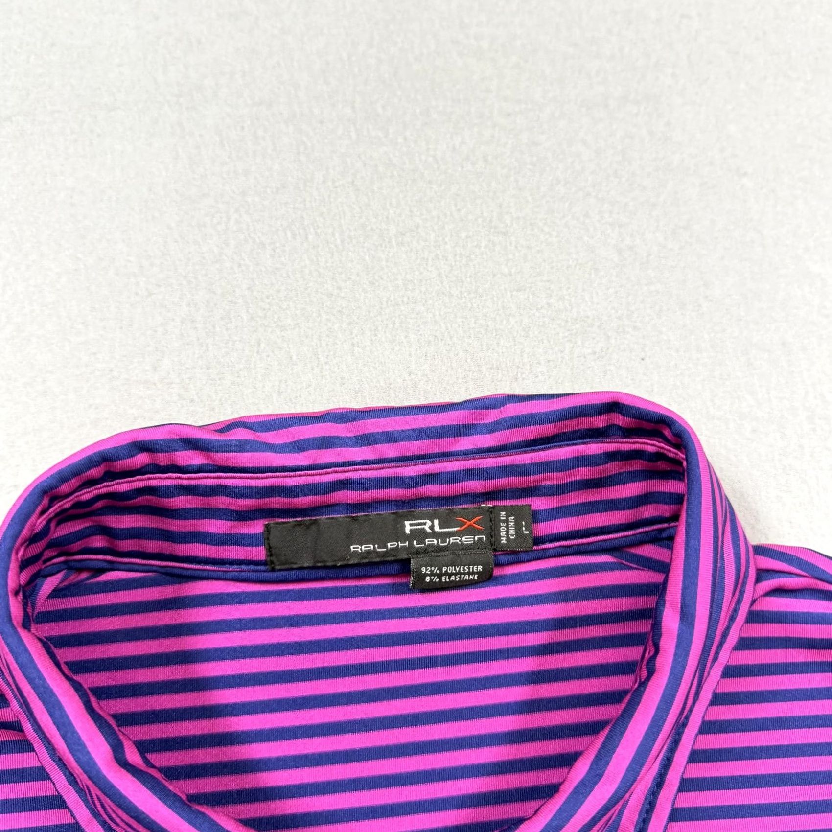 RLX Ralph Lauren RLX Ralph Lauren Polo Shirt Mens Large Purple Stripe Golf Performance Stretch Size US L / EU 52-54 / 3 - 3 Thumbnail