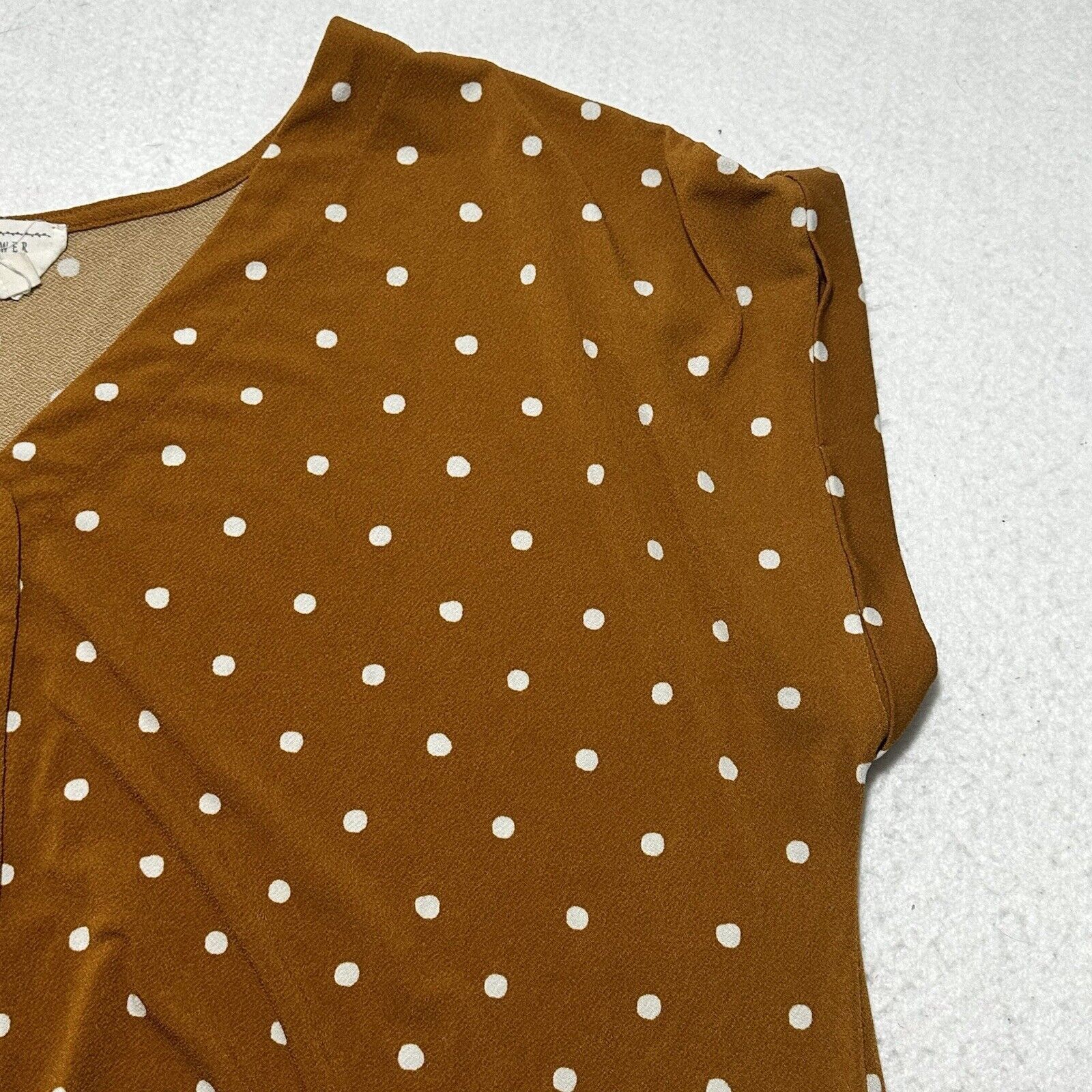 Other Flower & Feather 2X Yellow Polka Dot V-Neck Blouse Tie Front Size XXL / US 16-18 / IT 52-54 - 3 Thumbnail