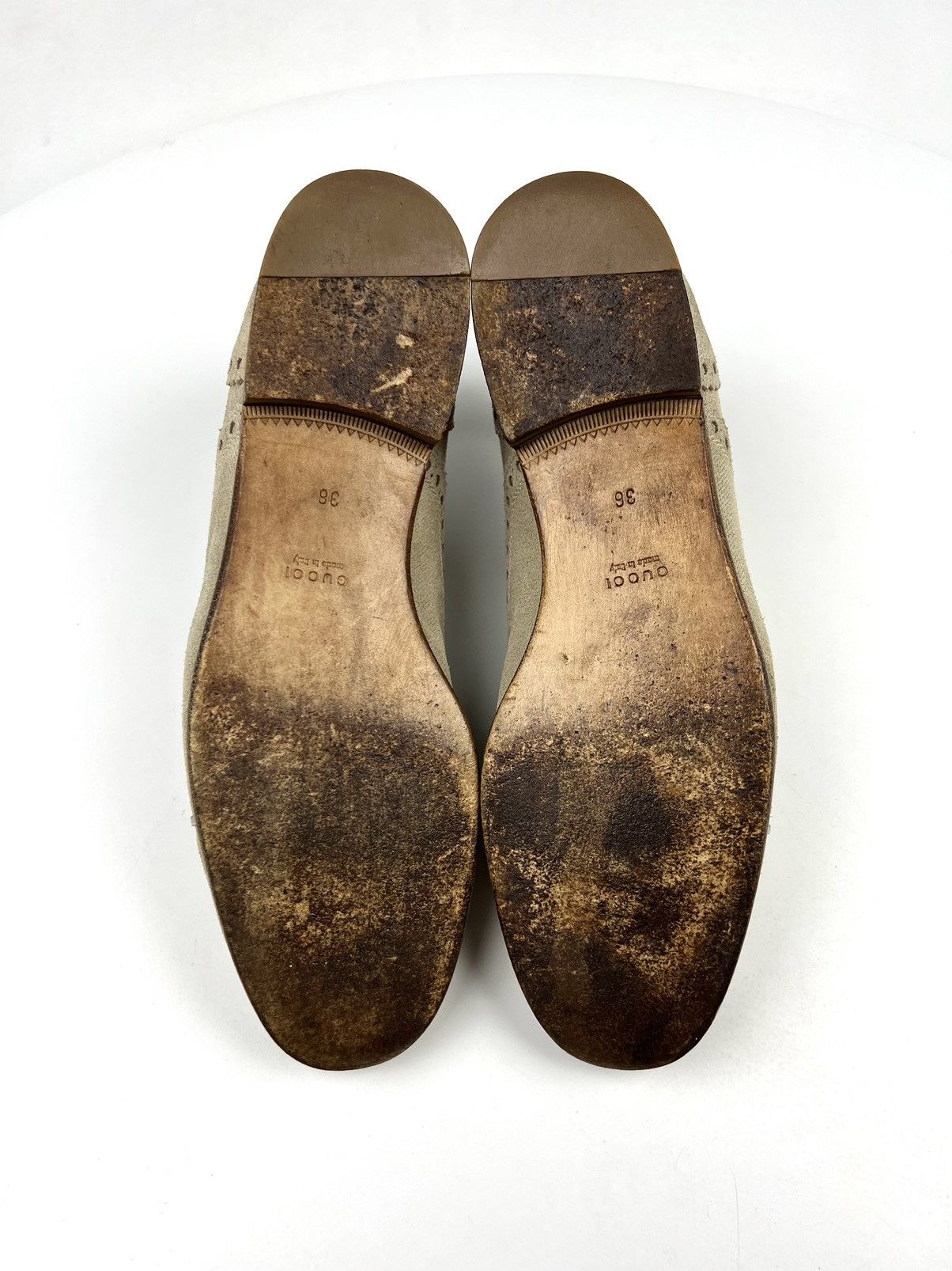 Gucci GUCCI Oxford Suede Shoes Beige Wmn’s Made in Italy Size US 6 / IT 36 - 11 Thumbnail