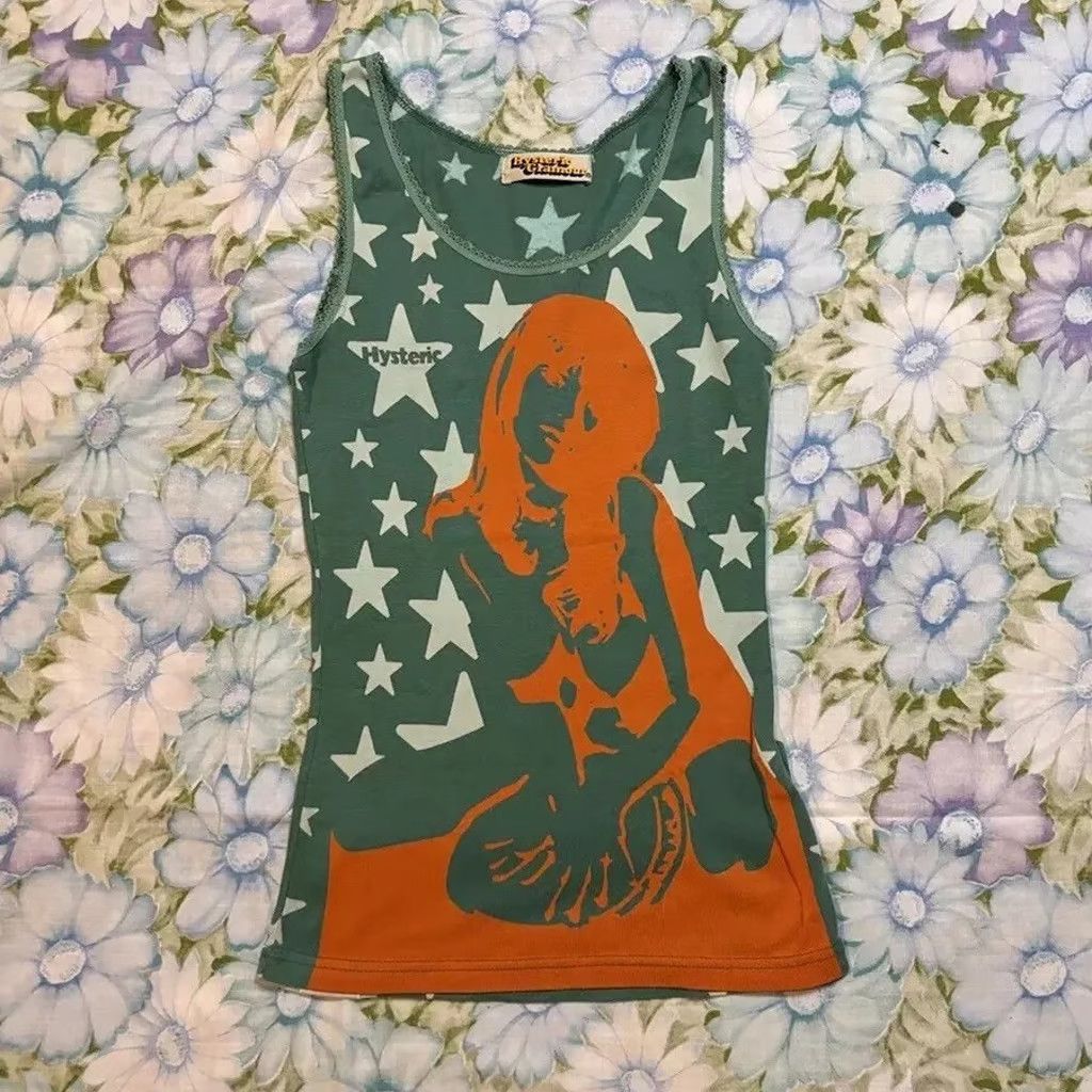 image of Hysteric Glamour Green Lace Tank Top - Y2K / 2000's -, Women's (Size Small)