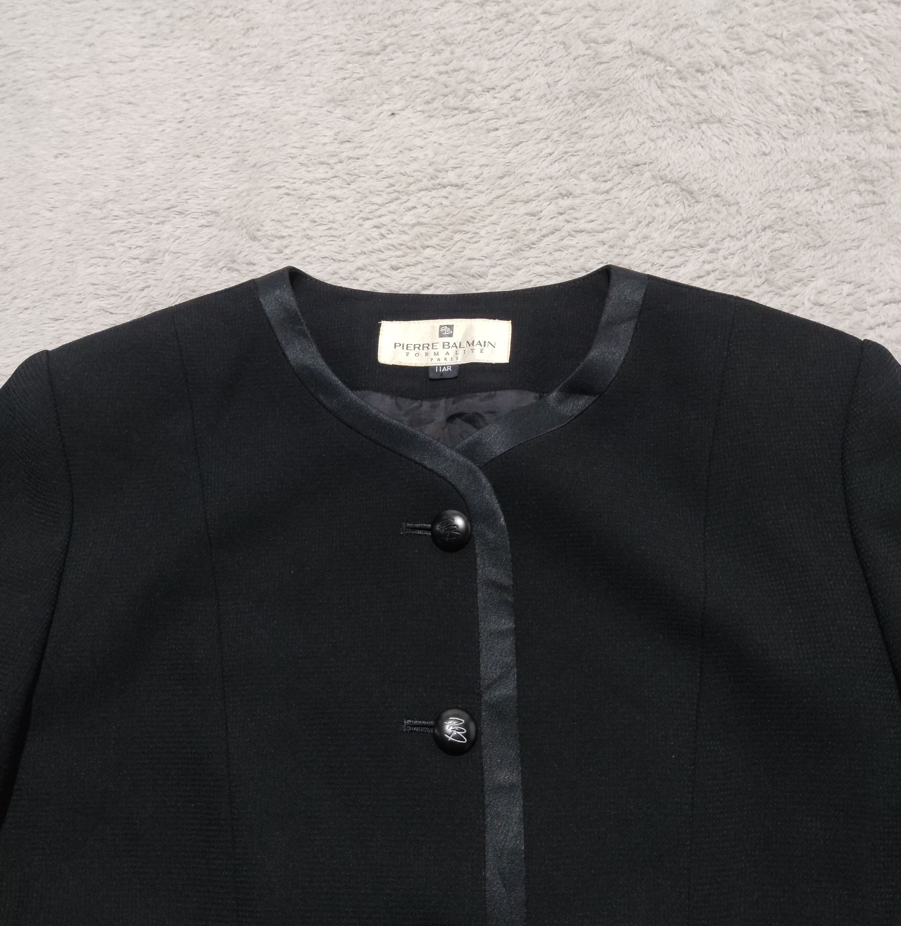 Pierre Balmain VTG PIERRE BALMAIN Formalité Collarless Satin Trim Jacket Size S / US 4 / IT 40 - 3 Thumbnail