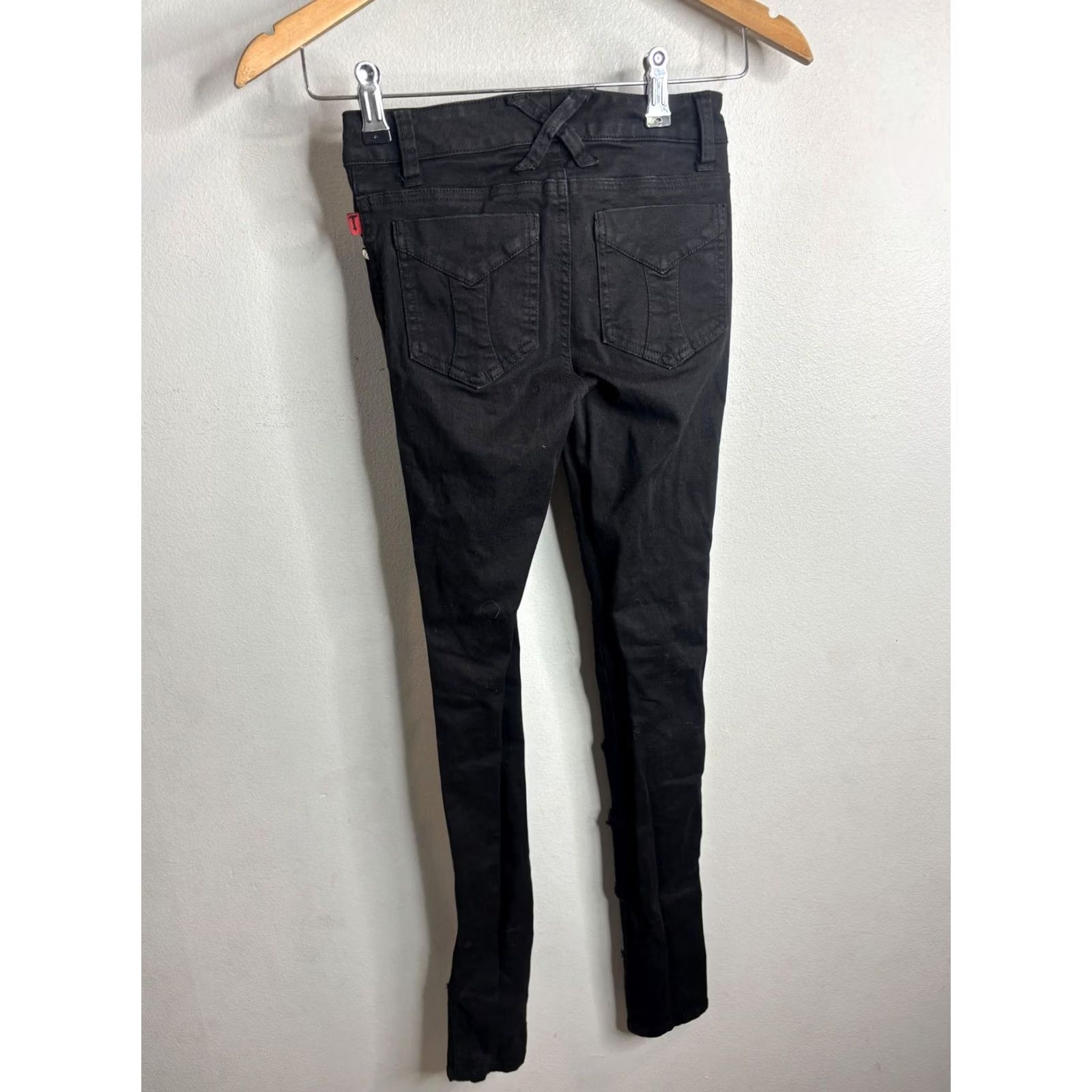 Tripp NYC VINTAGE? No. Tripp NYC Jeans Juniors 0 Black Skinny Mid Rise Distressed Ripped Denim Size 25" / US 0 / IT 36 - 4 Thumbnail