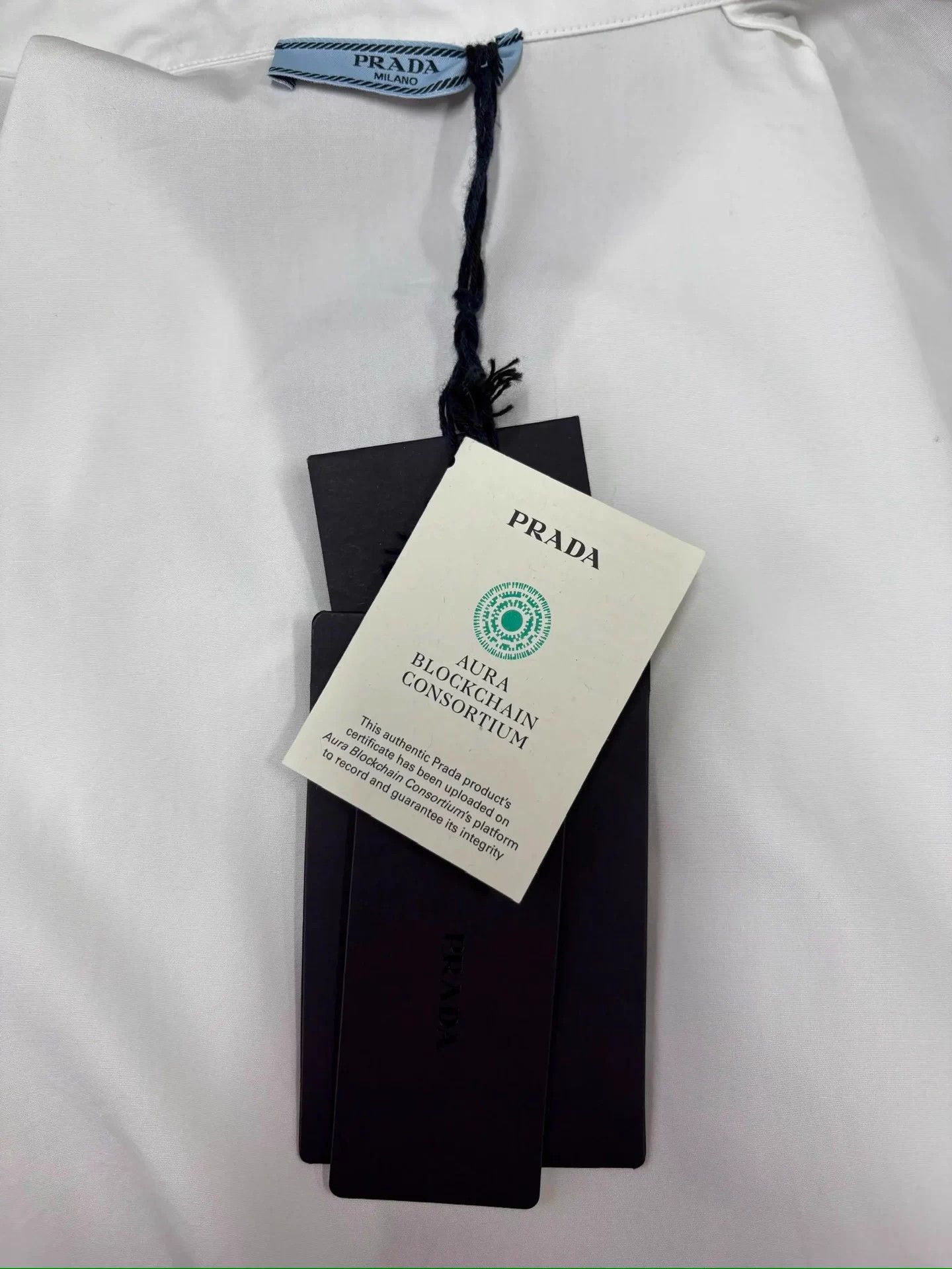 Prada Prada White Embossed Logo Short-Sleeve Oversized Shirt IT36 Size XS / US 0-2 / IT 36-38 - 6 Thumbnail